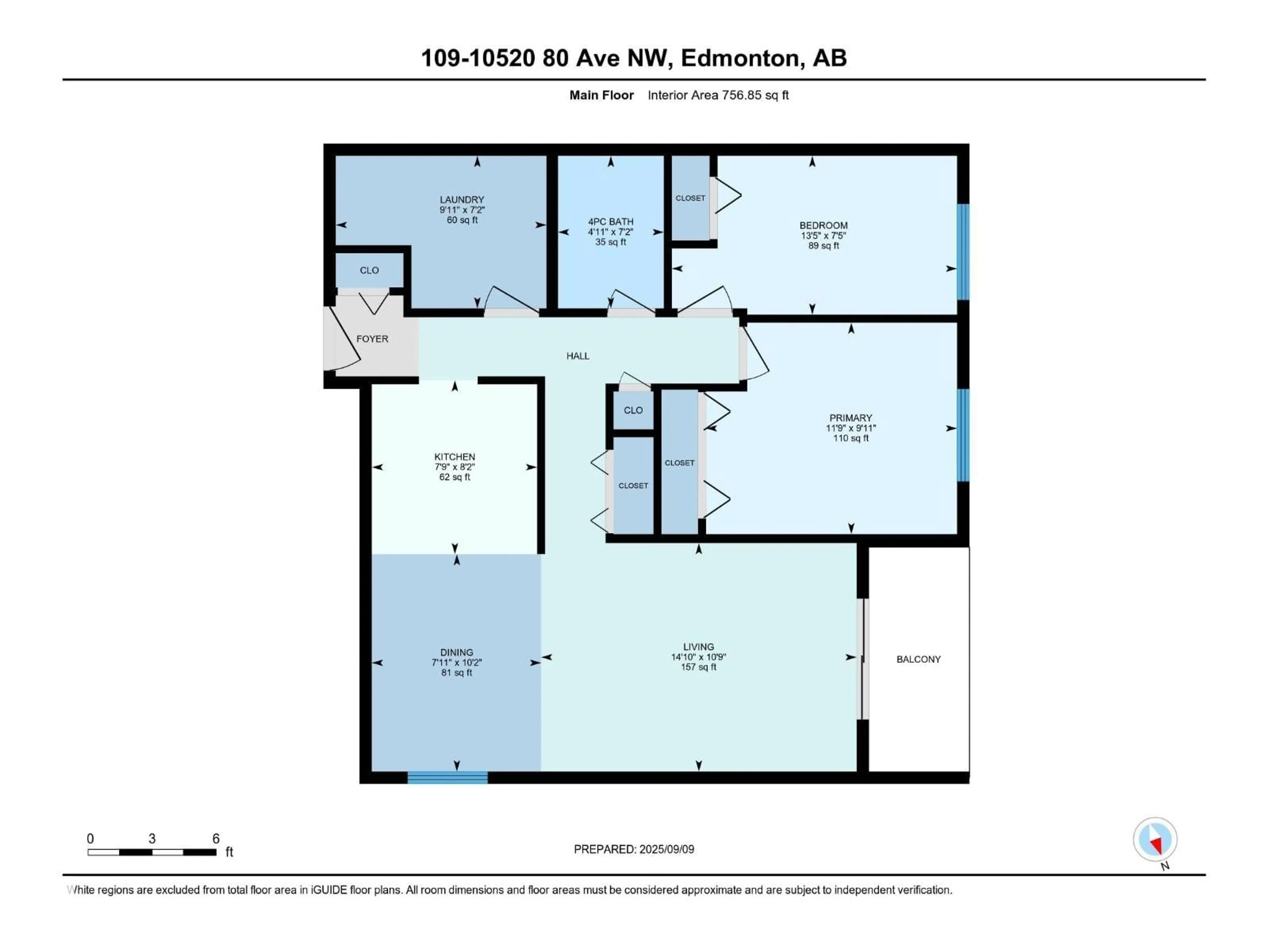 Floor plan for #109 - 10520 80 AV, Edmonton Alberta T6E1V3