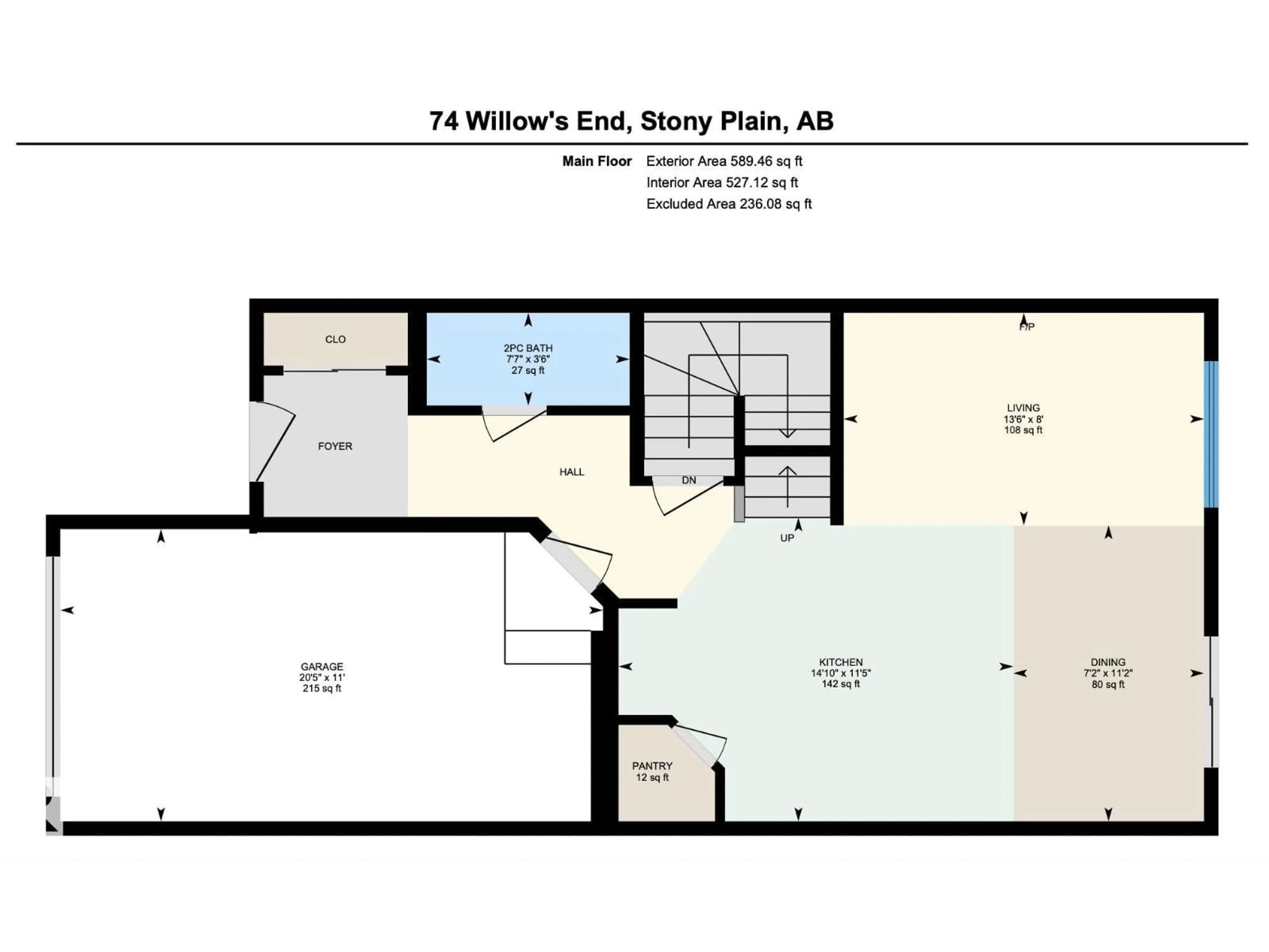 Floor plan for 74 WILLOW'S EN, Stony Plain Alberta T7Z0H7