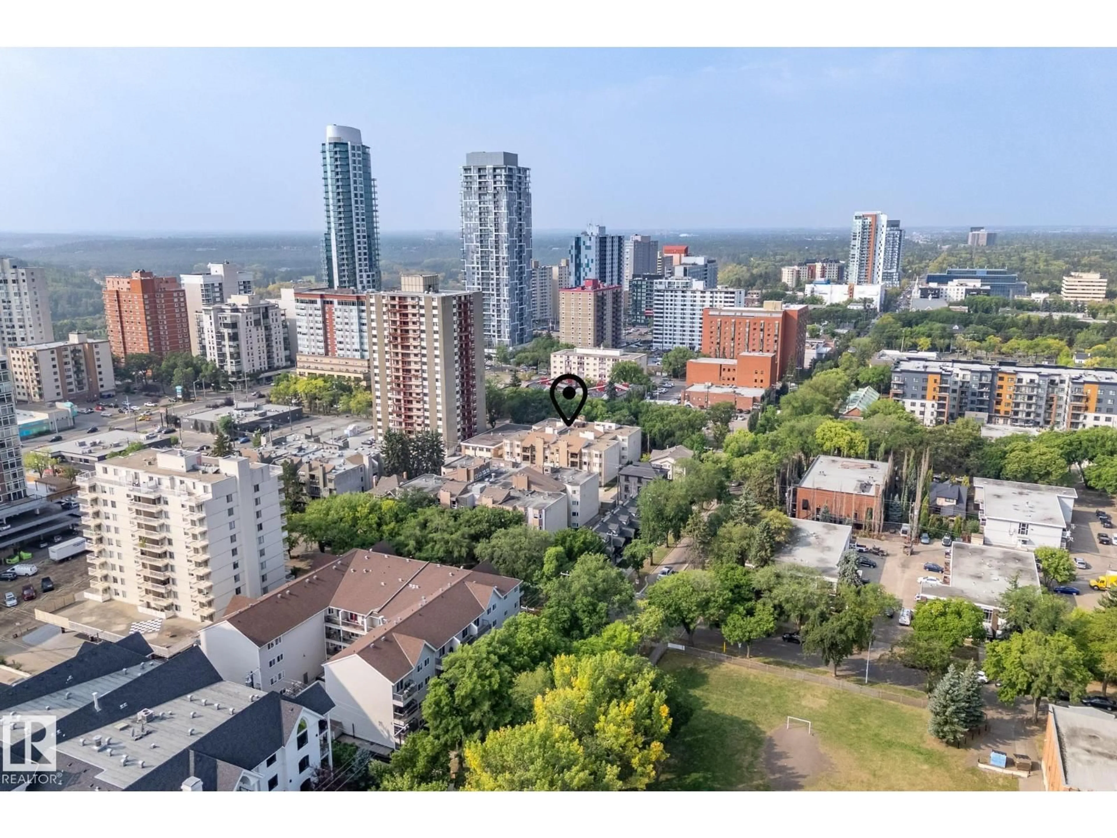 A pic from outside/outdoor area/front of a property/back of a property/a pic from drone, city buildings view from balcony for #305 - 10171 119 ST, Edmonton Alberta T5K1Z1