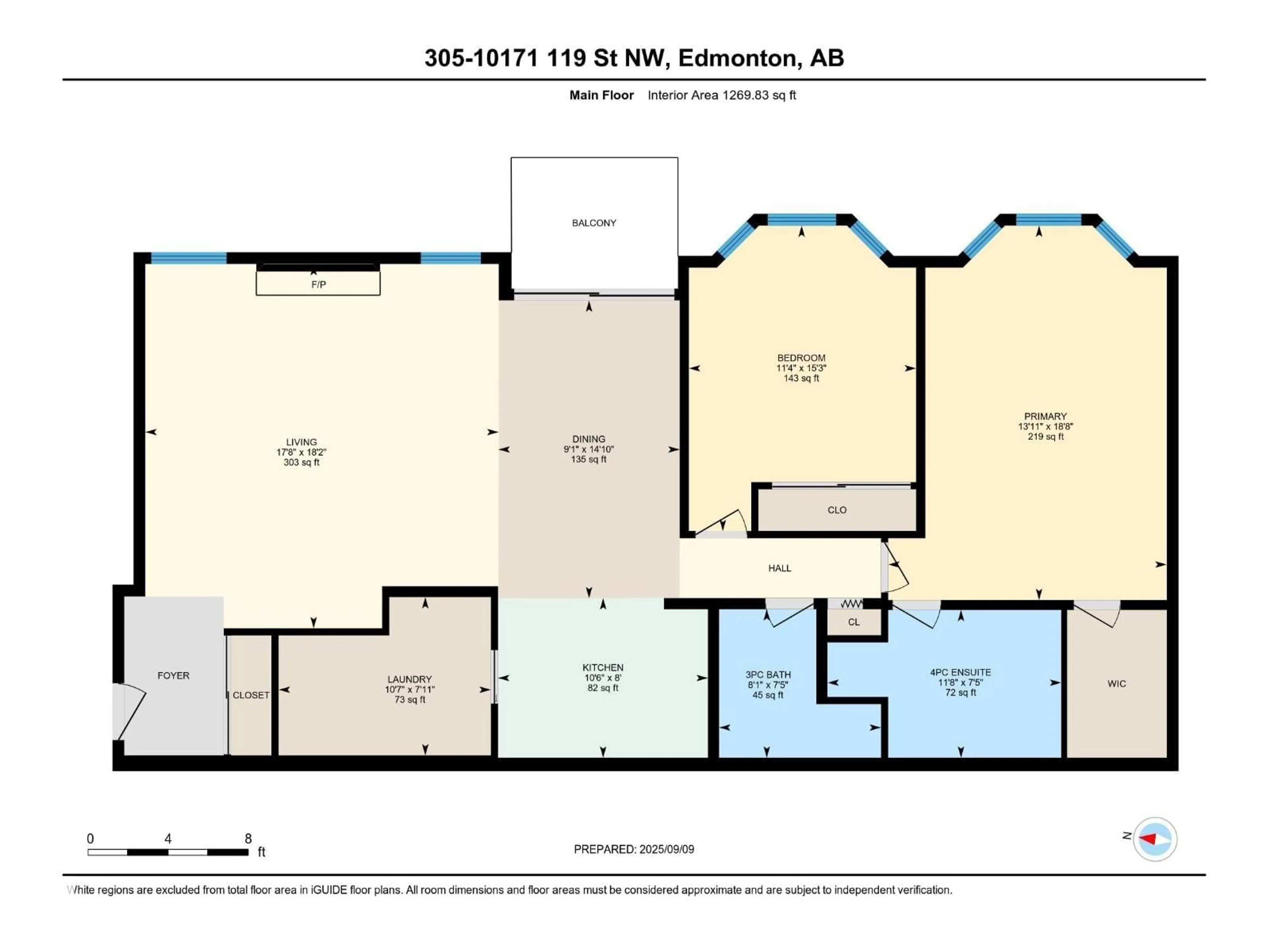 Floor plan for #305 - 10171 119 ST, Edmonton Alberta T5K1Z1