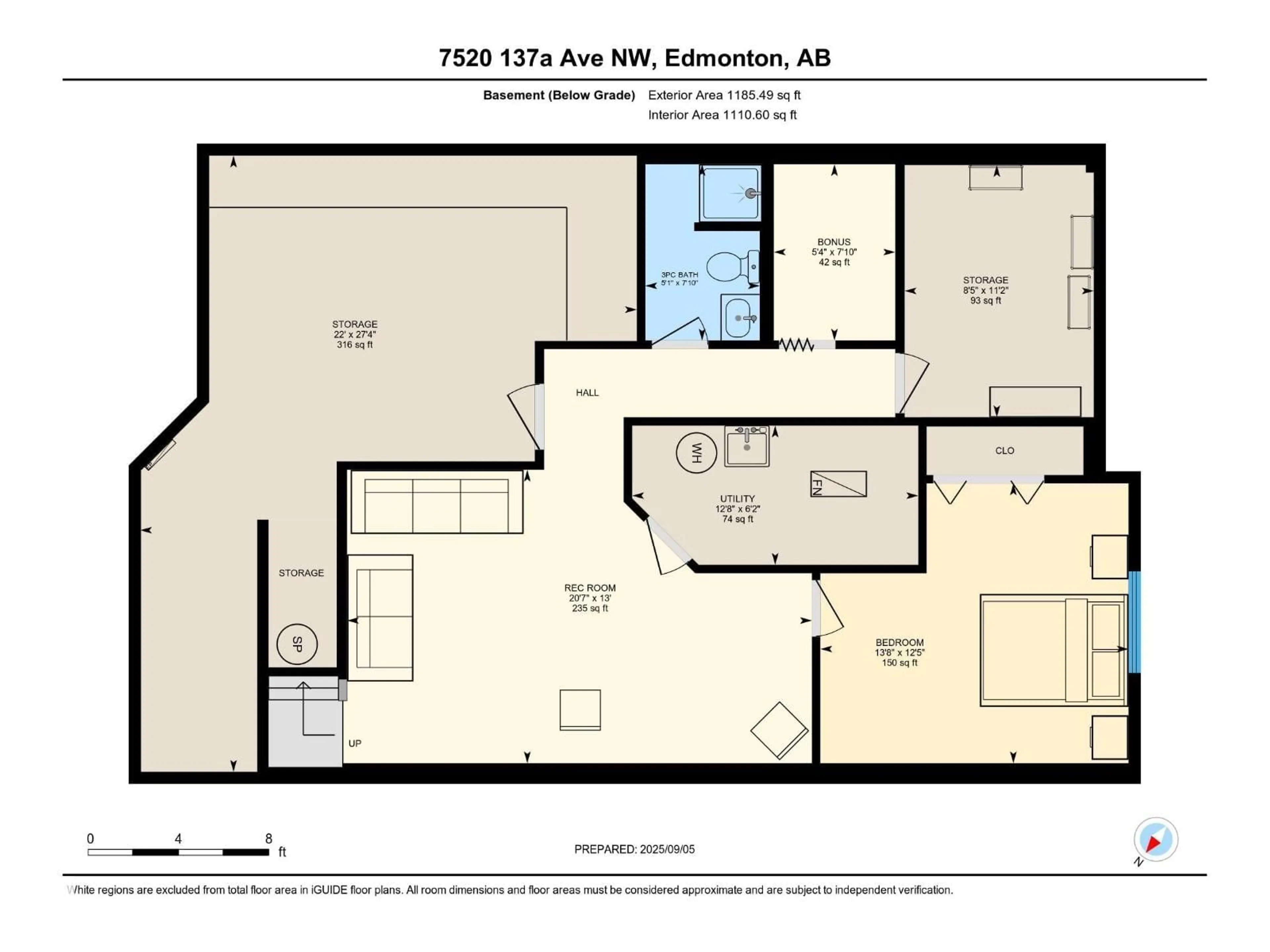 Floor plan for 7520 137A AV, Edmonton Alberta T5C3R4