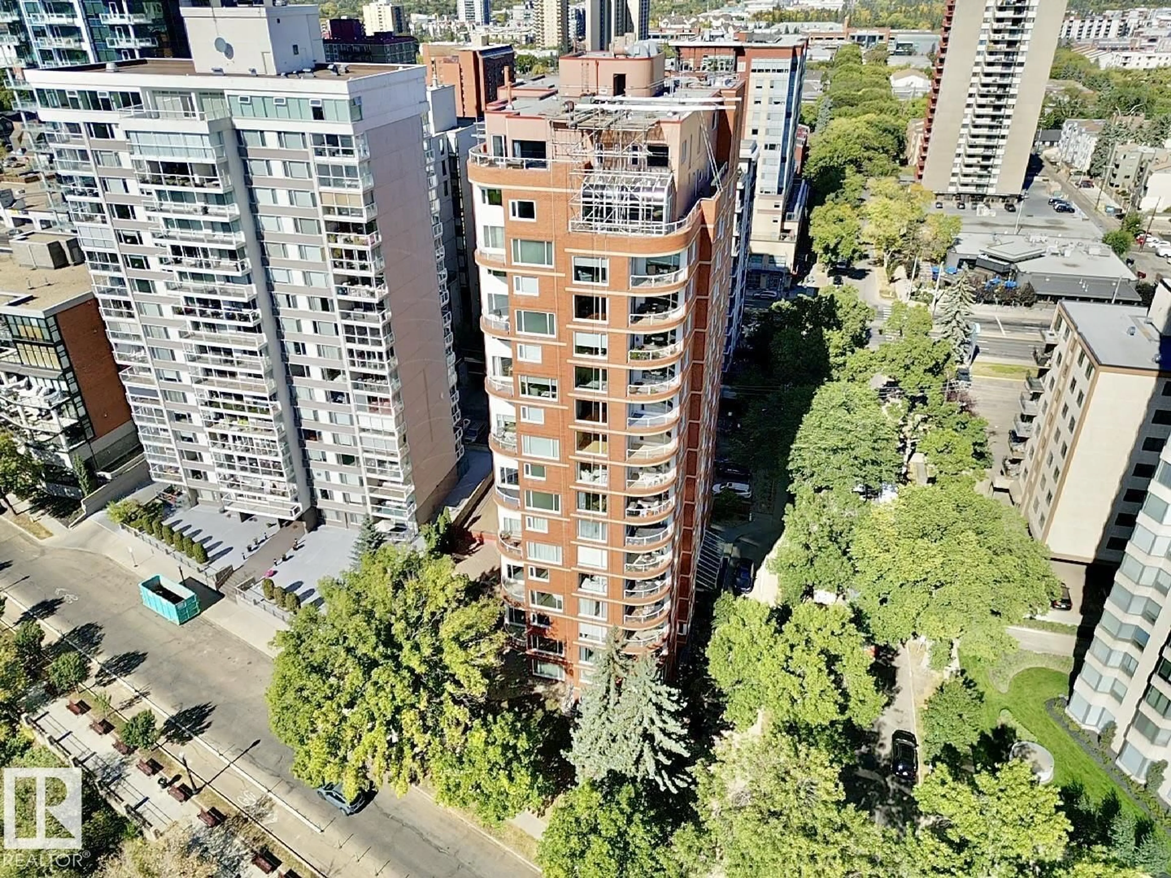 A pic from outside/outdoor area/front of a property/back of a property/a pic from drone, city buildings view from balcony for #201 - 10010 119 ST, Edmonton Alberta T5K1Y8