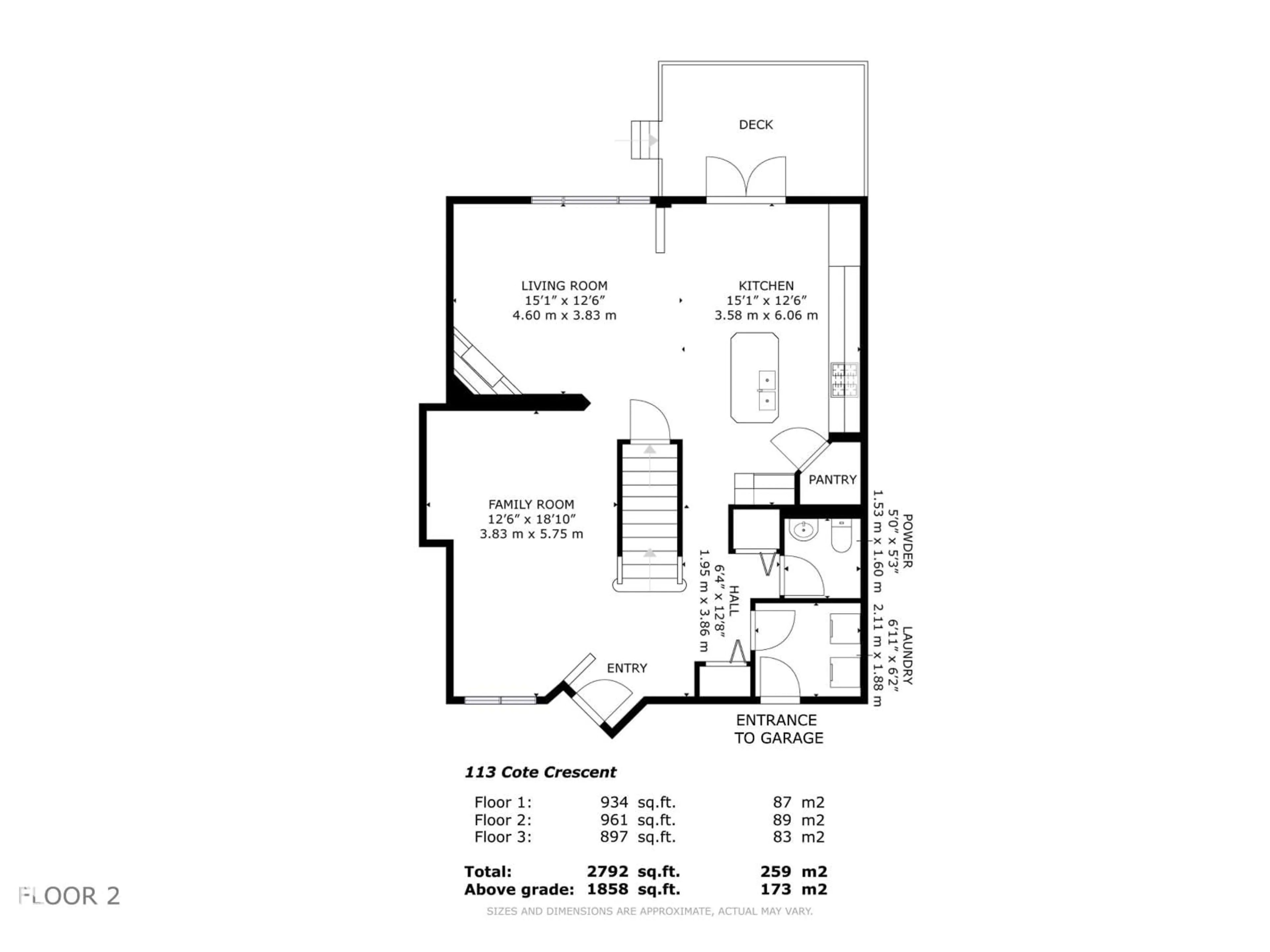 Floor plan for 113 COTE CR, Edmonton Alberta T6V1L3