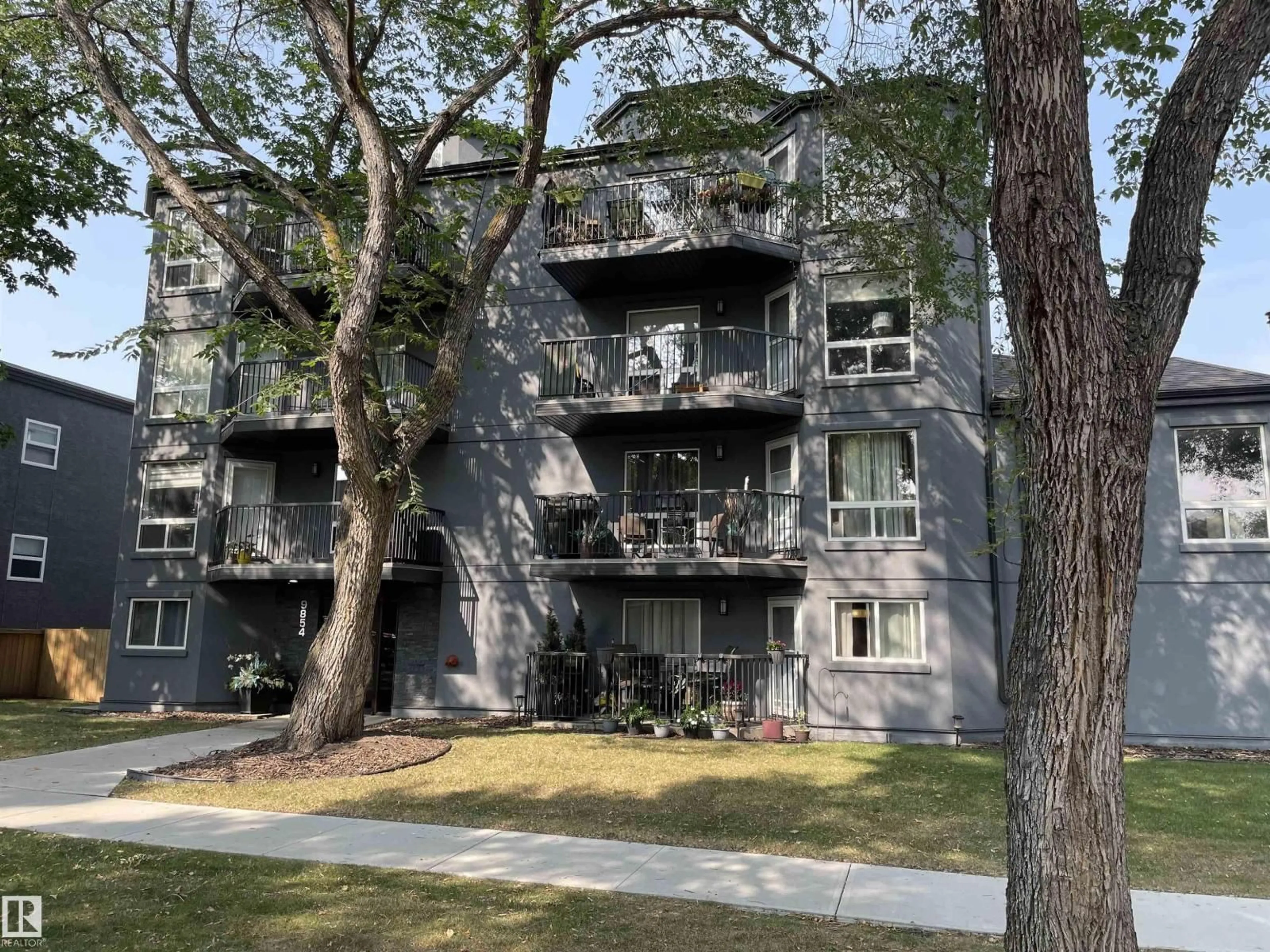 A pic from outside/outdoor area/front of a property/back of a property/a pic from drone, street for #306 - 9854 88 AV, Edmonton Alberta T6E2R3