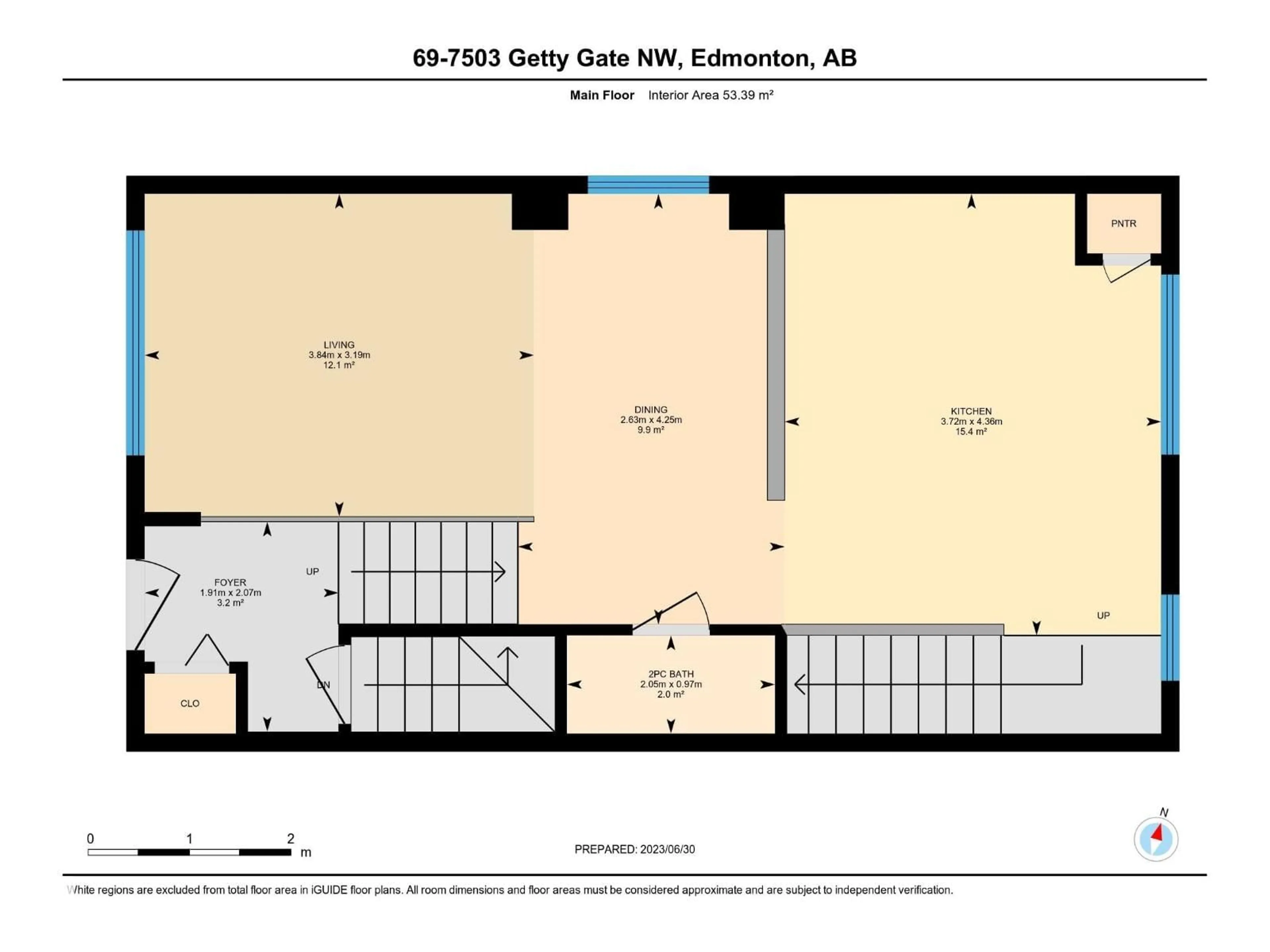 Floor plan for NW - 7503 GETTY GA, Edmonton Alberta T5T4S8