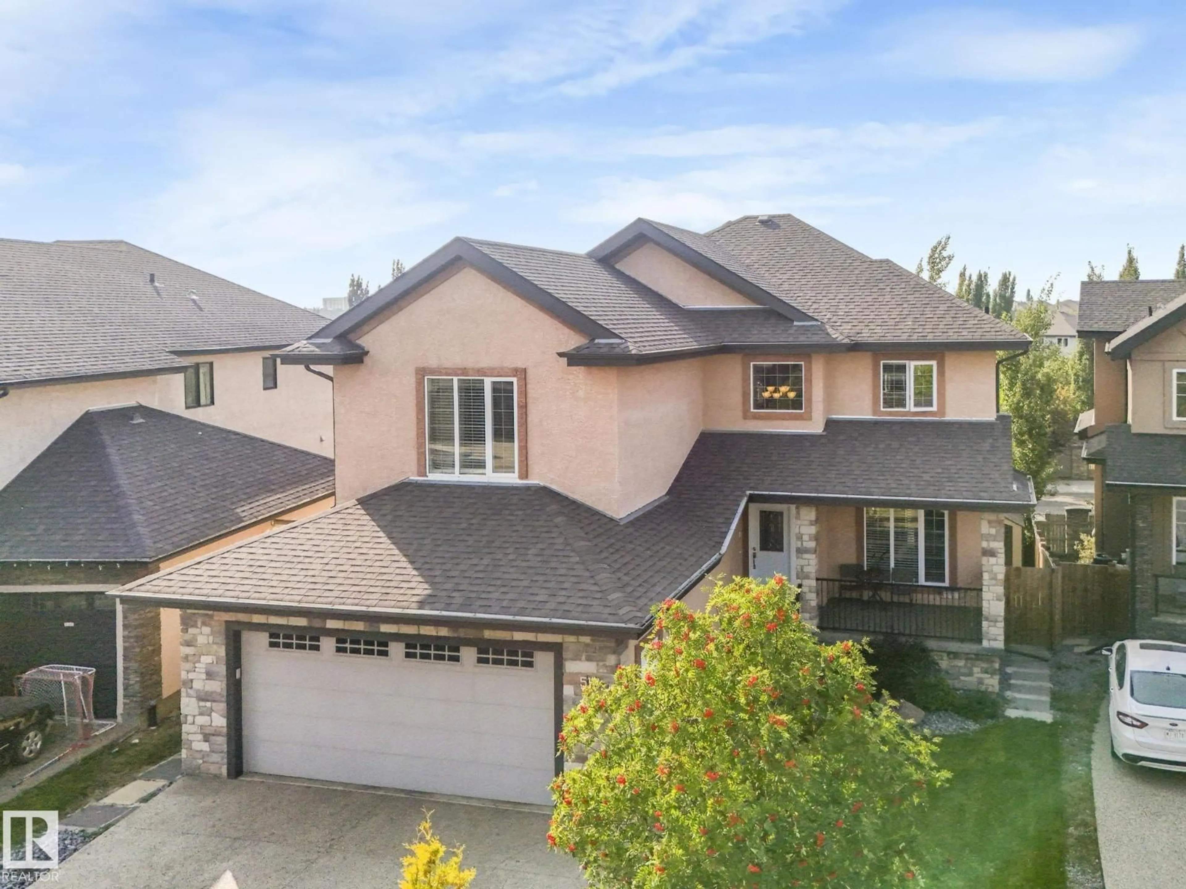 A pic from outside/outdoor area/front of a property/back of a property/a pic from drone, street for 515 CALLAGHAN PT SW, Edmonton Alberta T6W0G4