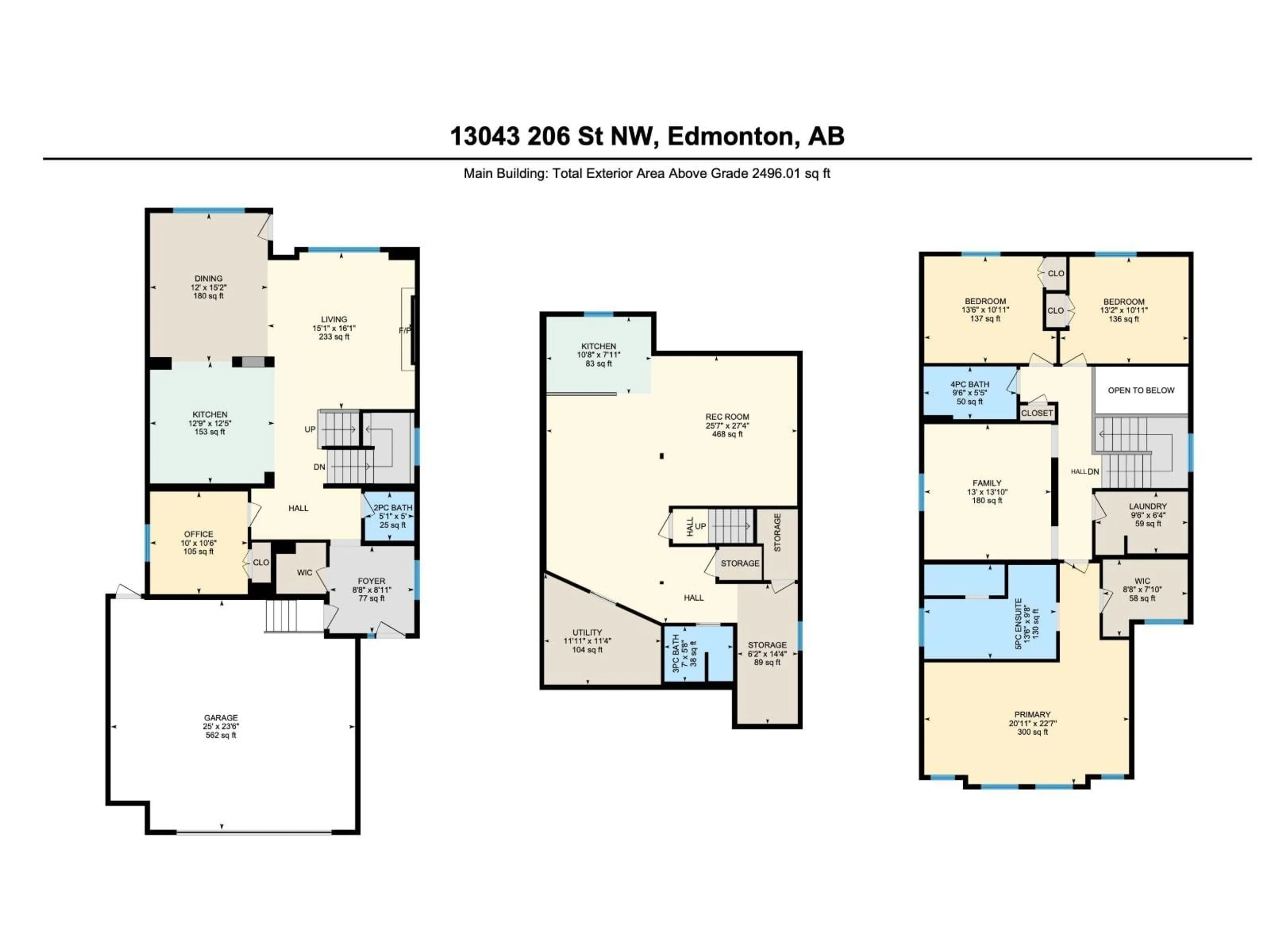 Floor plan for NW - 13043 206 ST, Edmonton Alberta T5S0J3