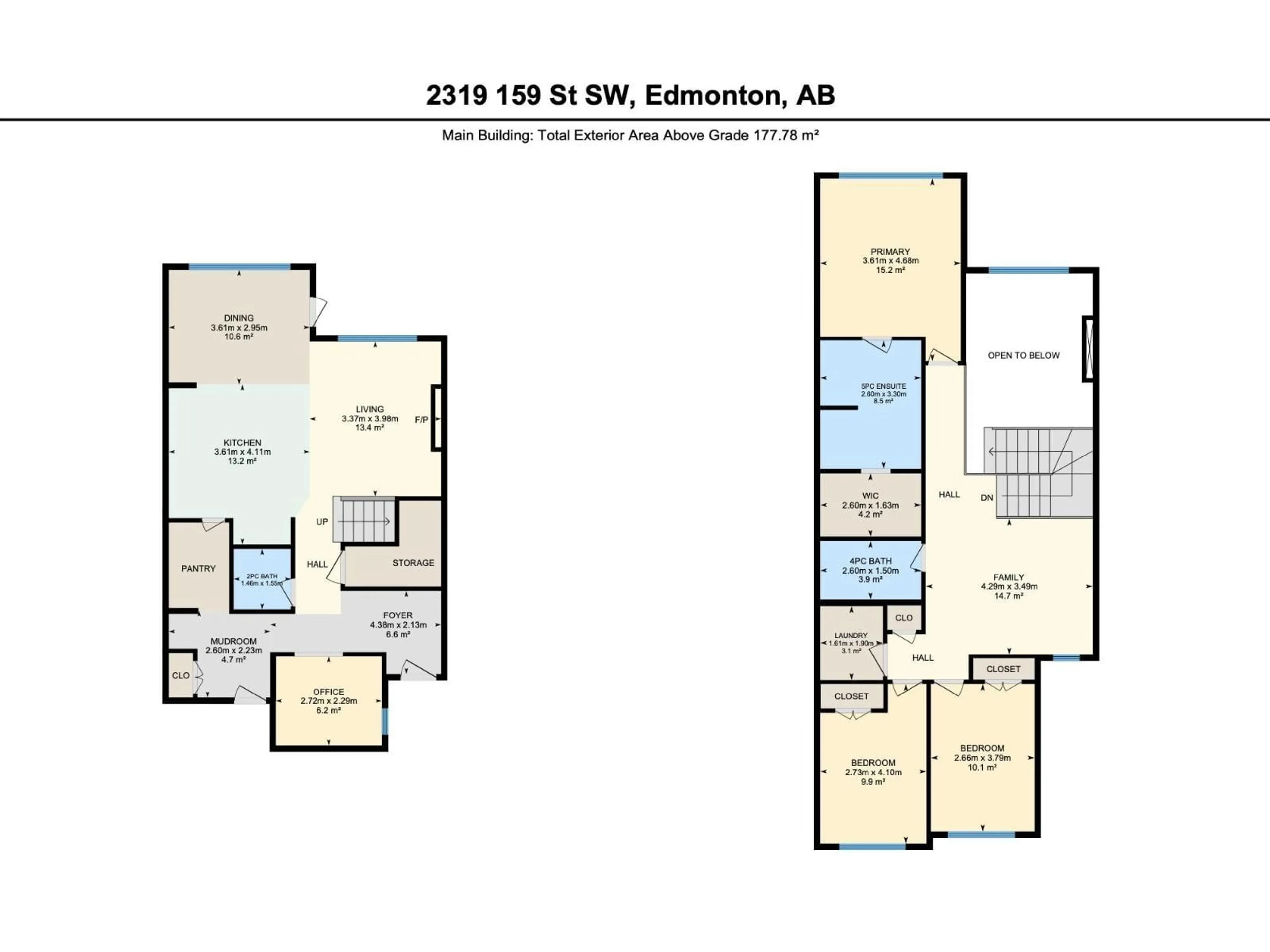 Floor plan for SW - 2319 159 ST, Edmonton Alberta T6W5K5