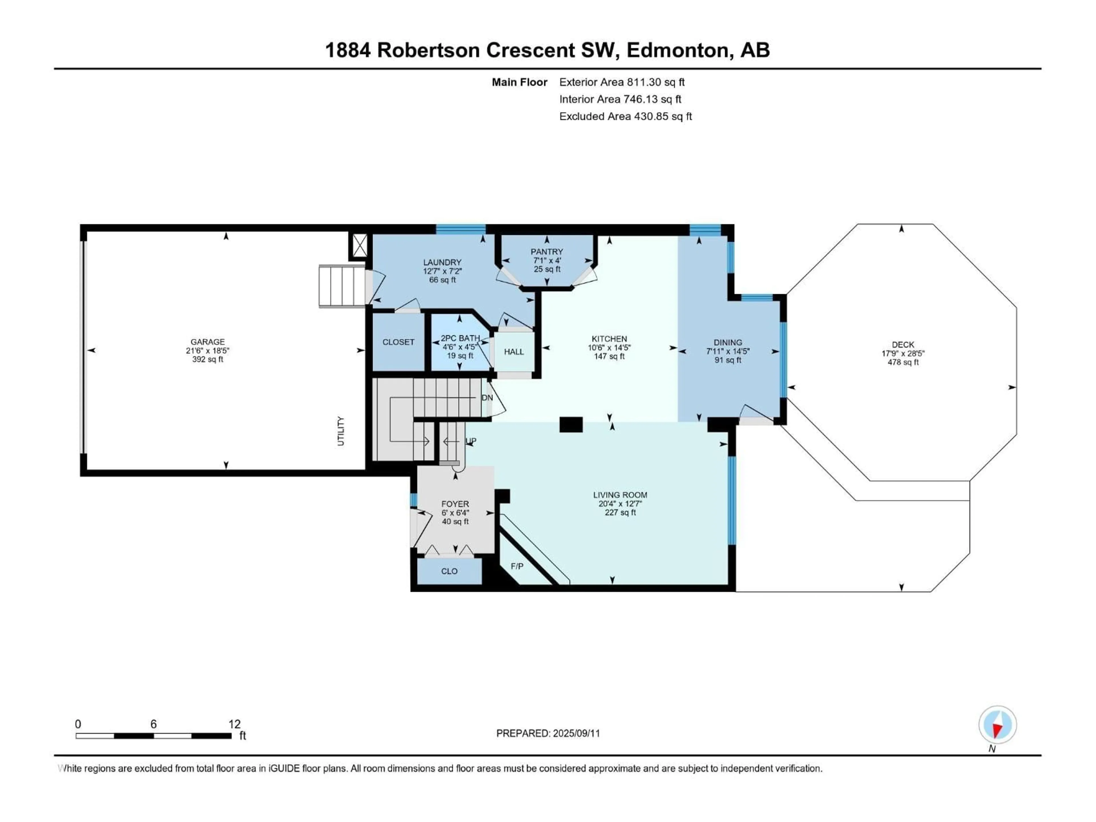 Floor plan for 1884 ROBERTSON CR, Edmonton Alberta T6W1N7