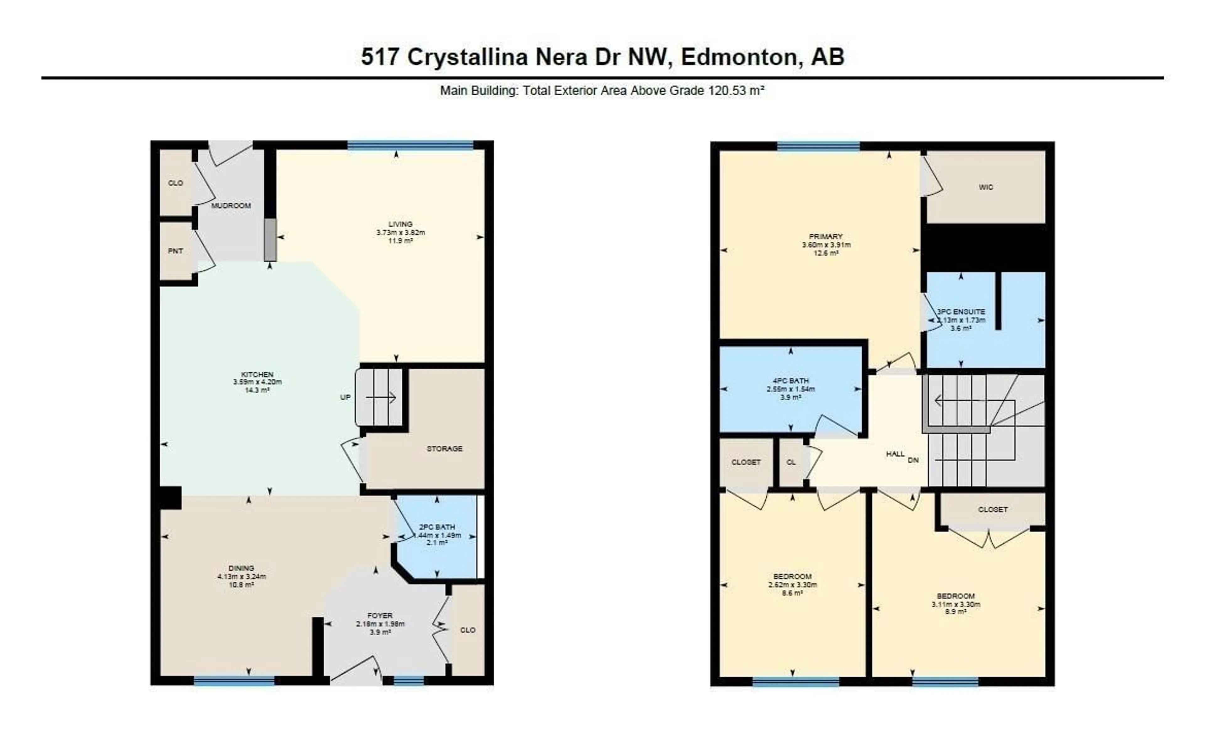 Floor plan for 517 CRYSTALLINA NERA DR, Edmonton Alberta T5Z0P6