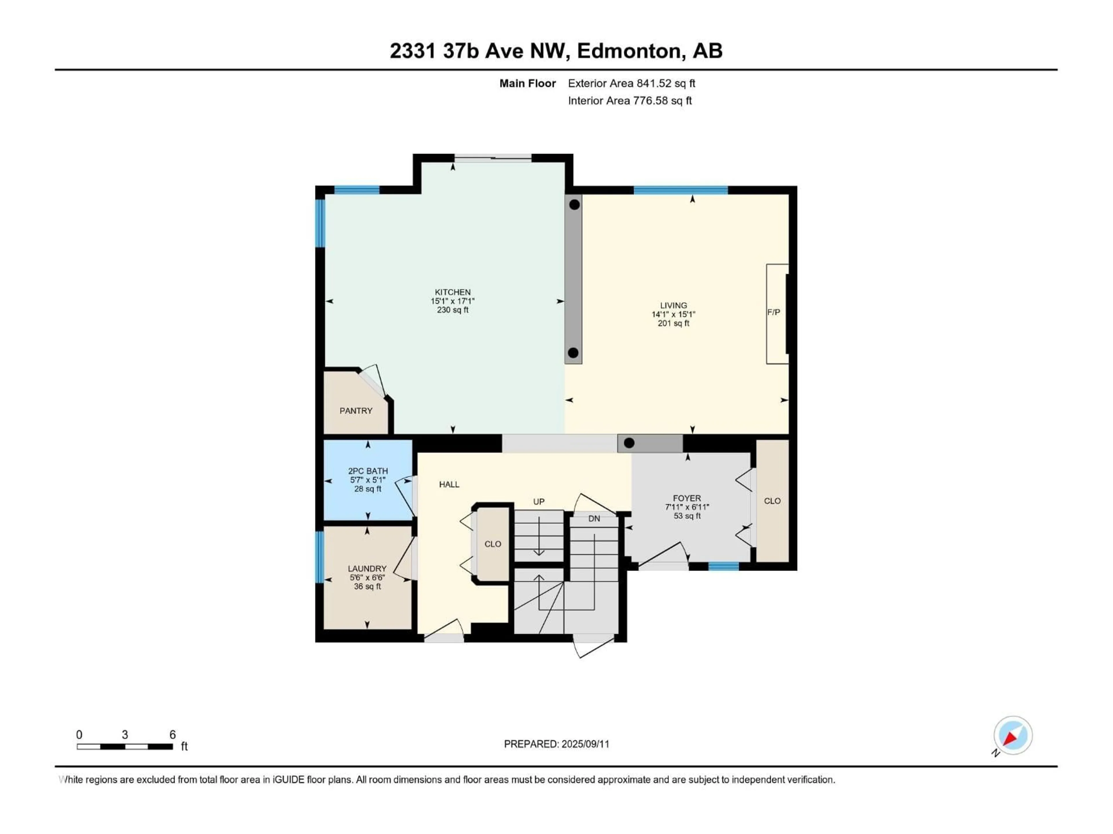 Floor plan for 2331 37B AV, Edmonton Alberta T6T1N9