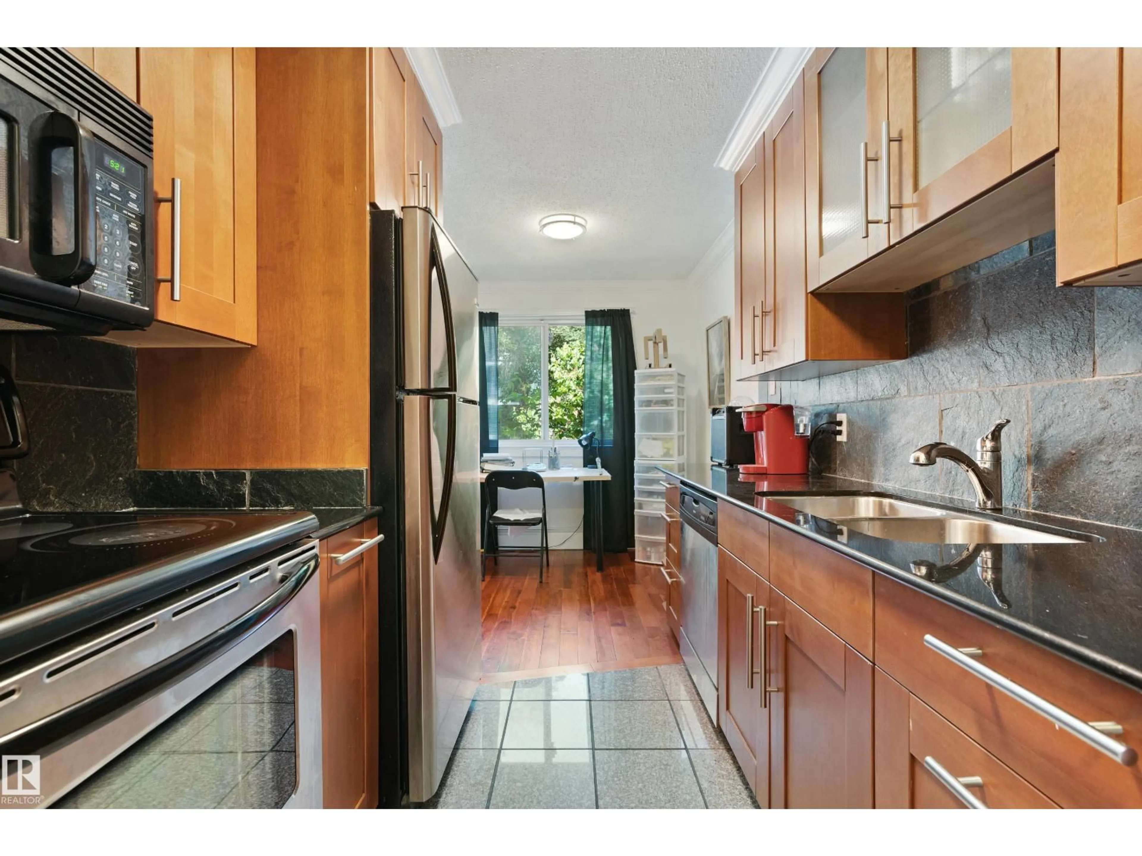 Standard kitchen, ceramic/tile floor for #201 - 10625 83 AV, Edmonton Alberta T6E2E3