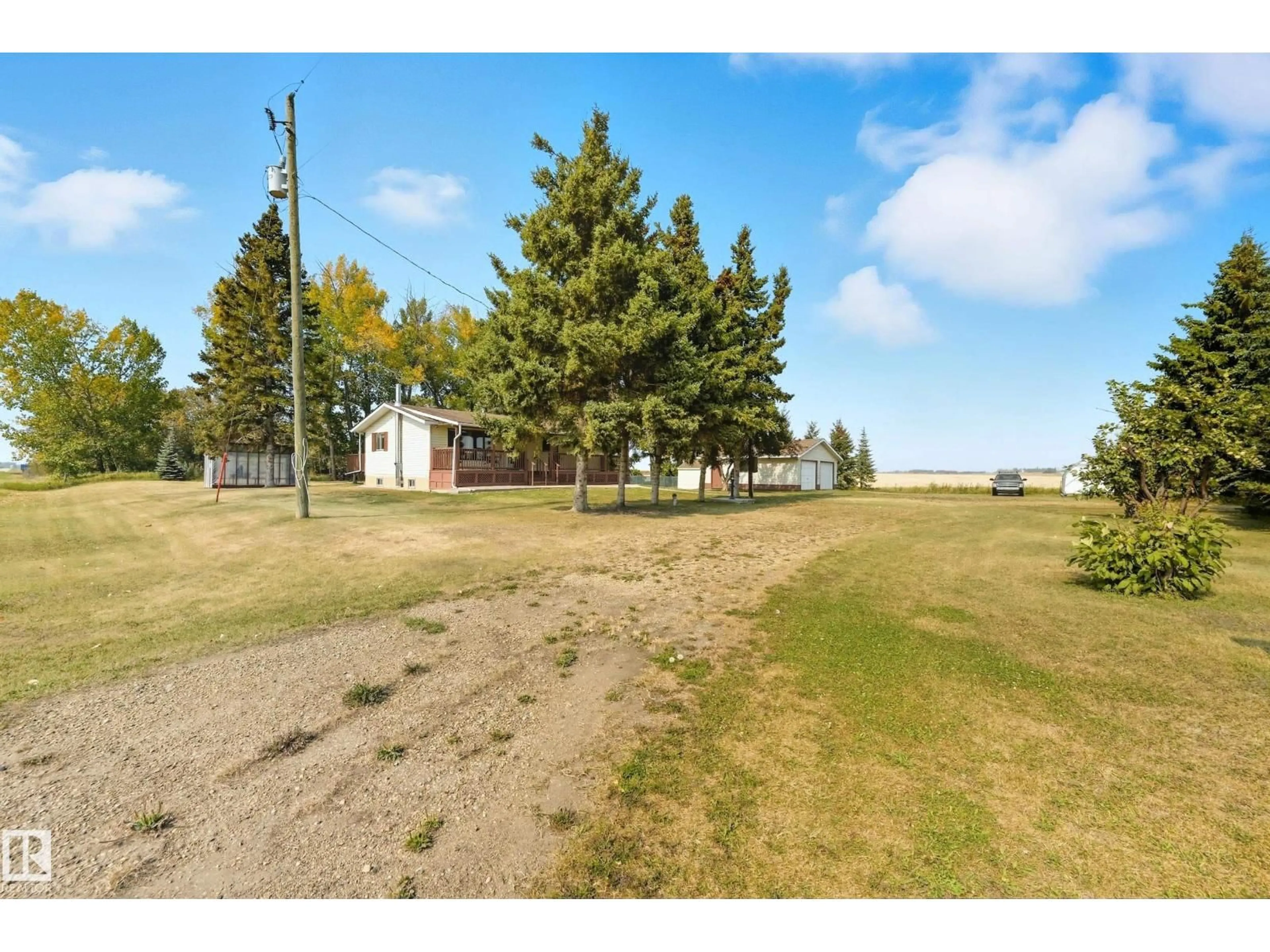 A pic from outside/outdoor area/front of a property/back of a property/a pic from drone, water/lake/river/ocean view for 441002 HWY 822, Rural Wetaskiwin County Alberta T9A1W9