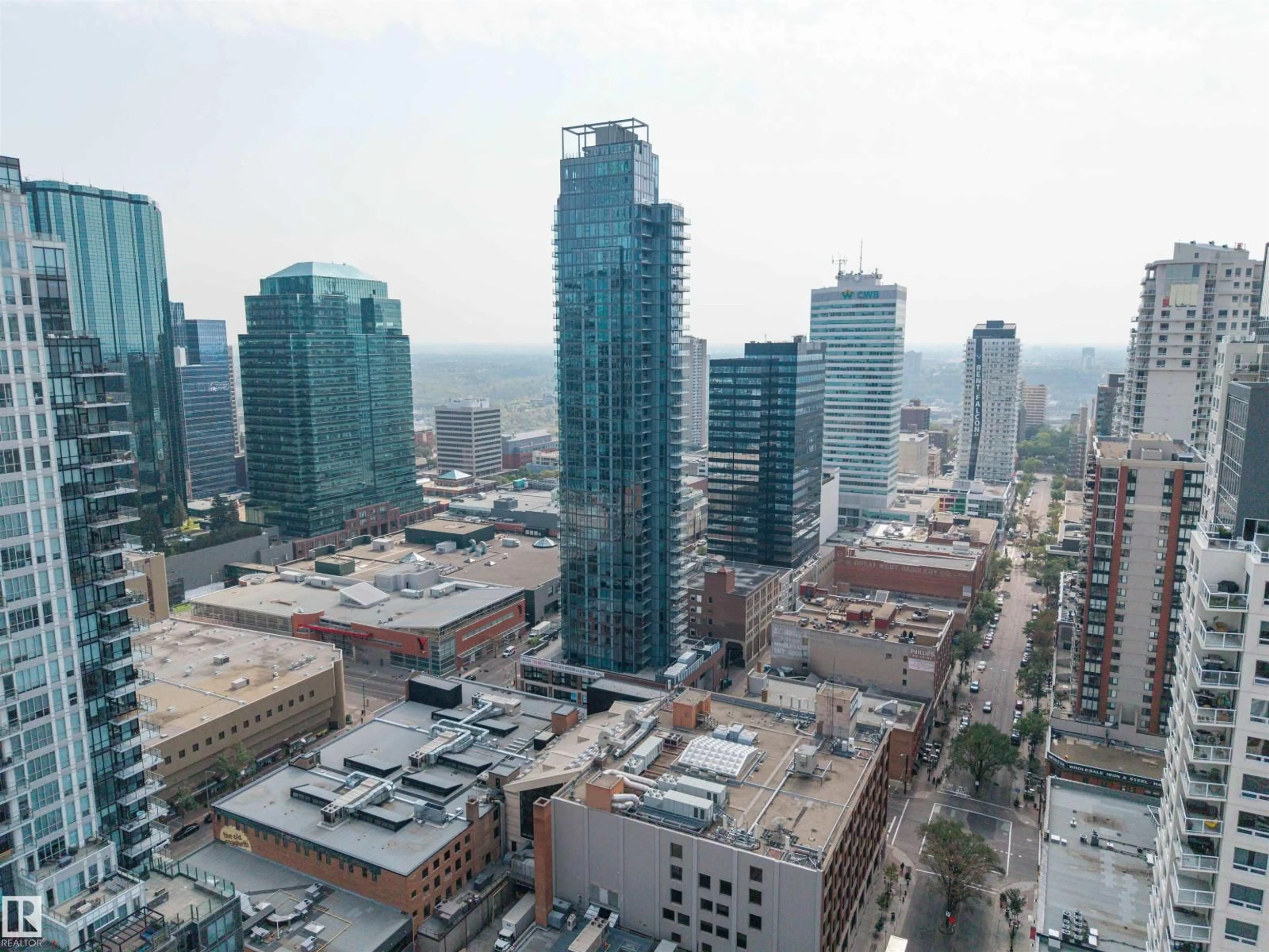 A pic from outside/outdoor area/front of a property/back of a property/a pic from drone, city buildings view from balcony for 10180 - 3401 103 ST, Edmonton Alberta T5J0L1