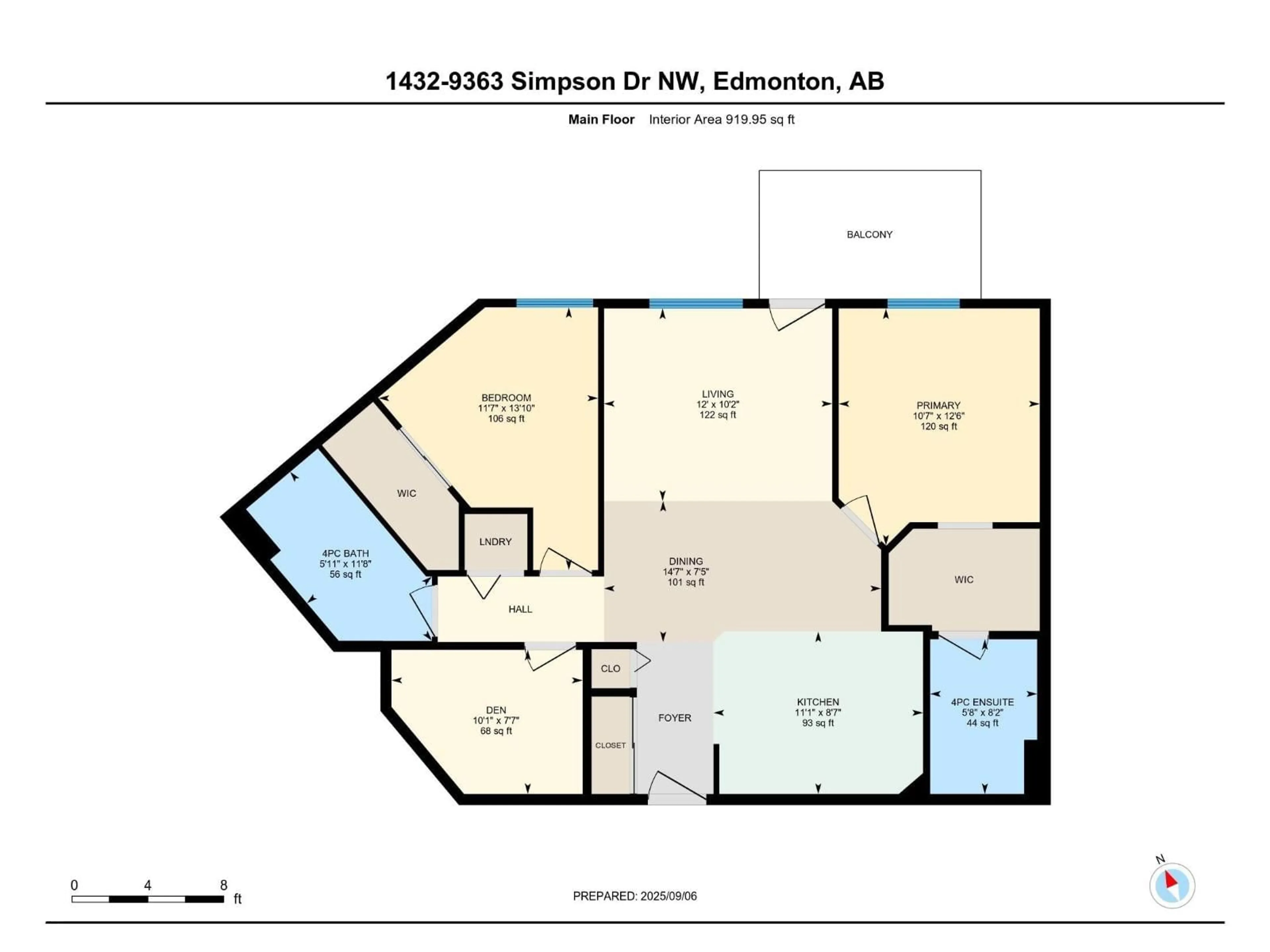 Floor plan for 9363 - 1432 SIMPSON DR, Edmonton Alberta T6R0N2