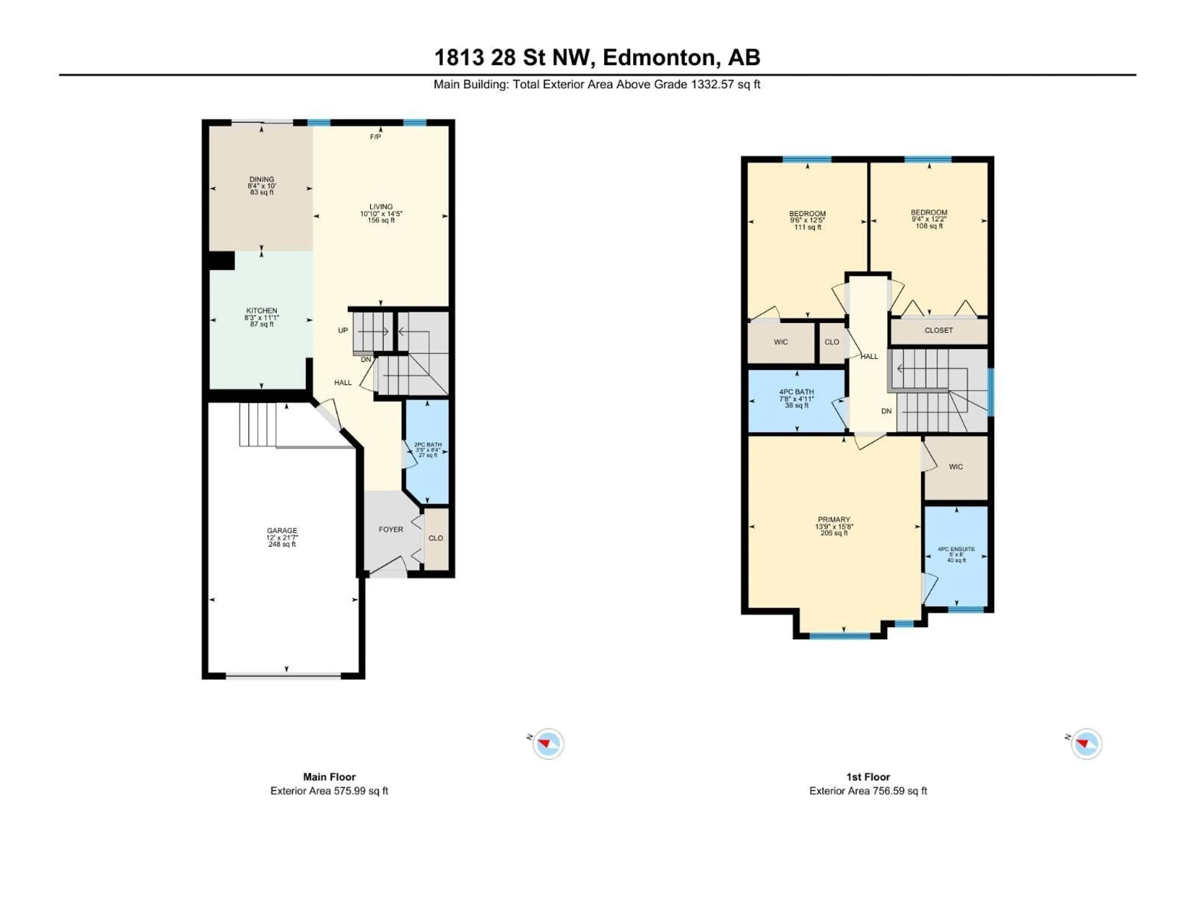 Floor plan for 1813 28 ST, Edmonton Alberta T6T0S7