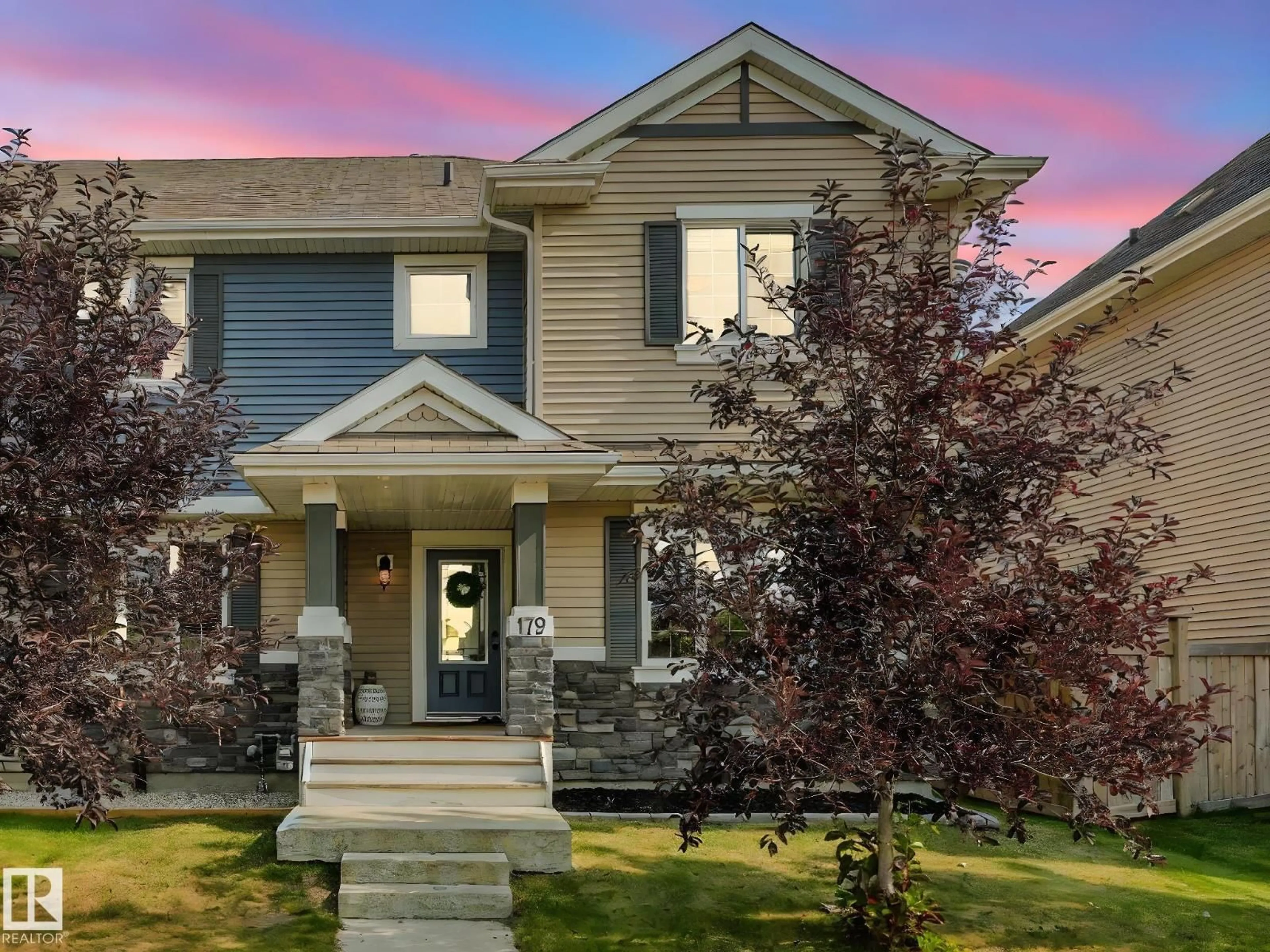 Home with vinyl exterior material, street for 179 ALLARD WY, Fort Saskatchewan Alberta T8L0T9