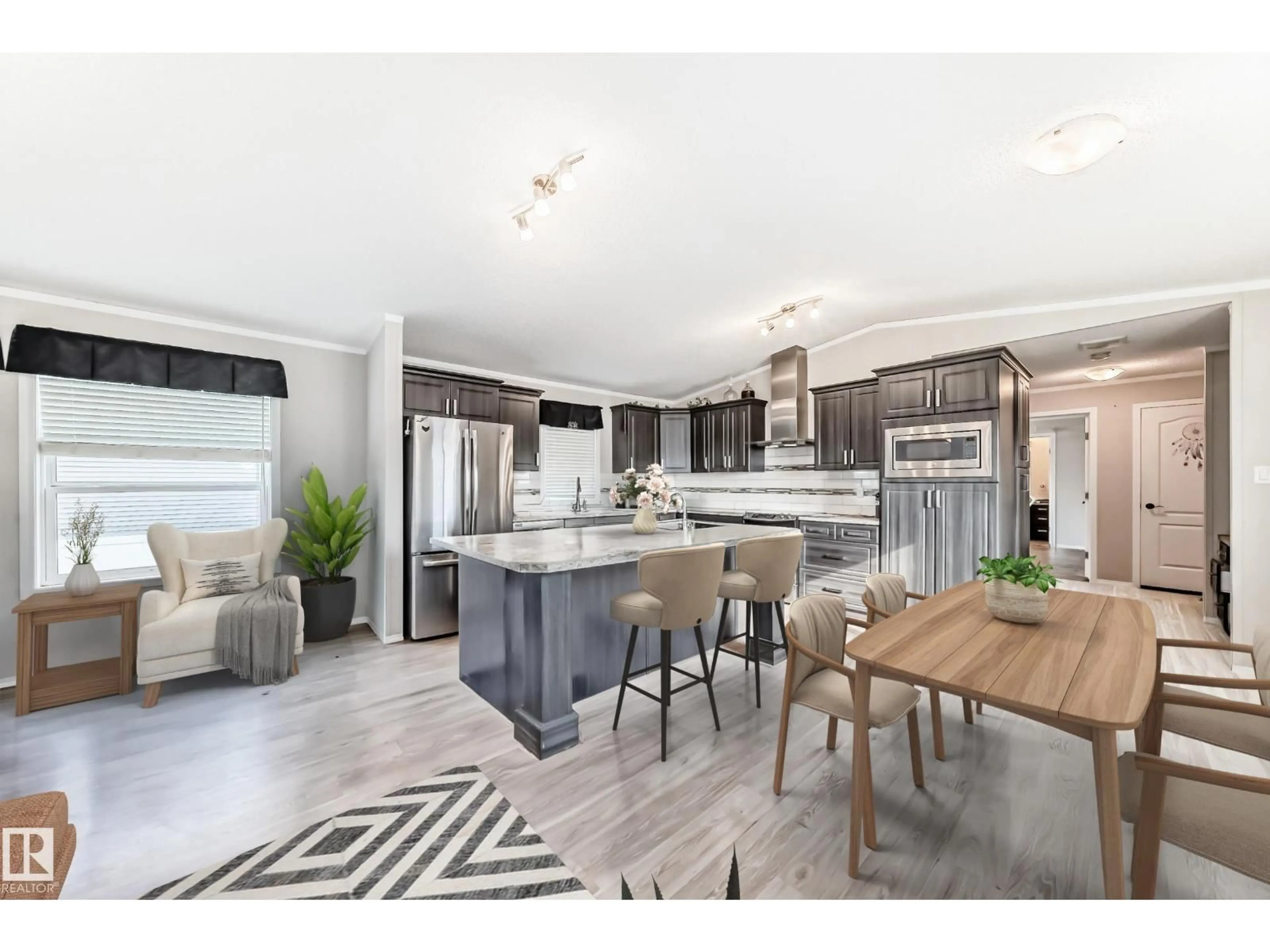 Open concept kitchen, wood/laminate floor for 49301 - 362 RANGE ROAD 80, Drayton Valley Alberta T7A1M1