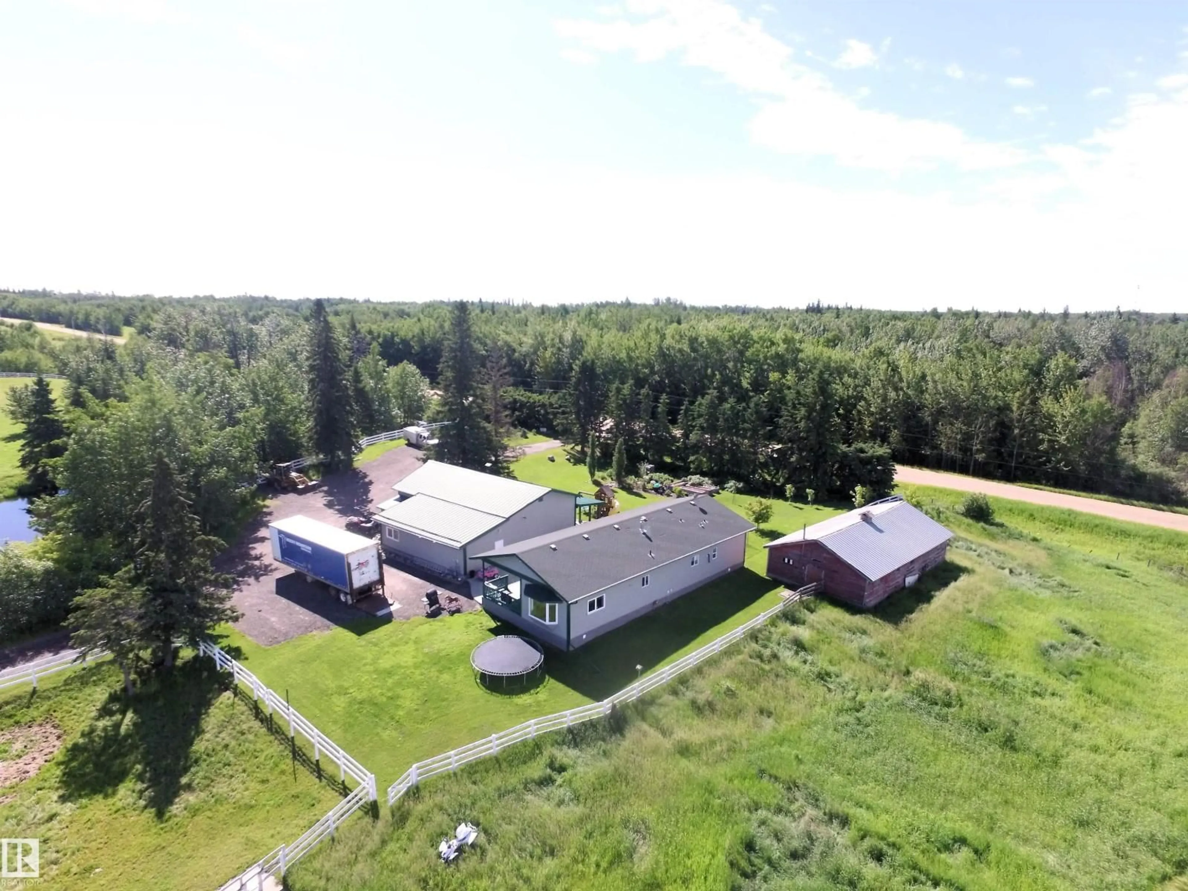A pic from outside/outdoor area/front of a property/back of a property/a pic from drone, building for 1320 TWSP 570, Rural Barrhead County Alberta T0E1V0