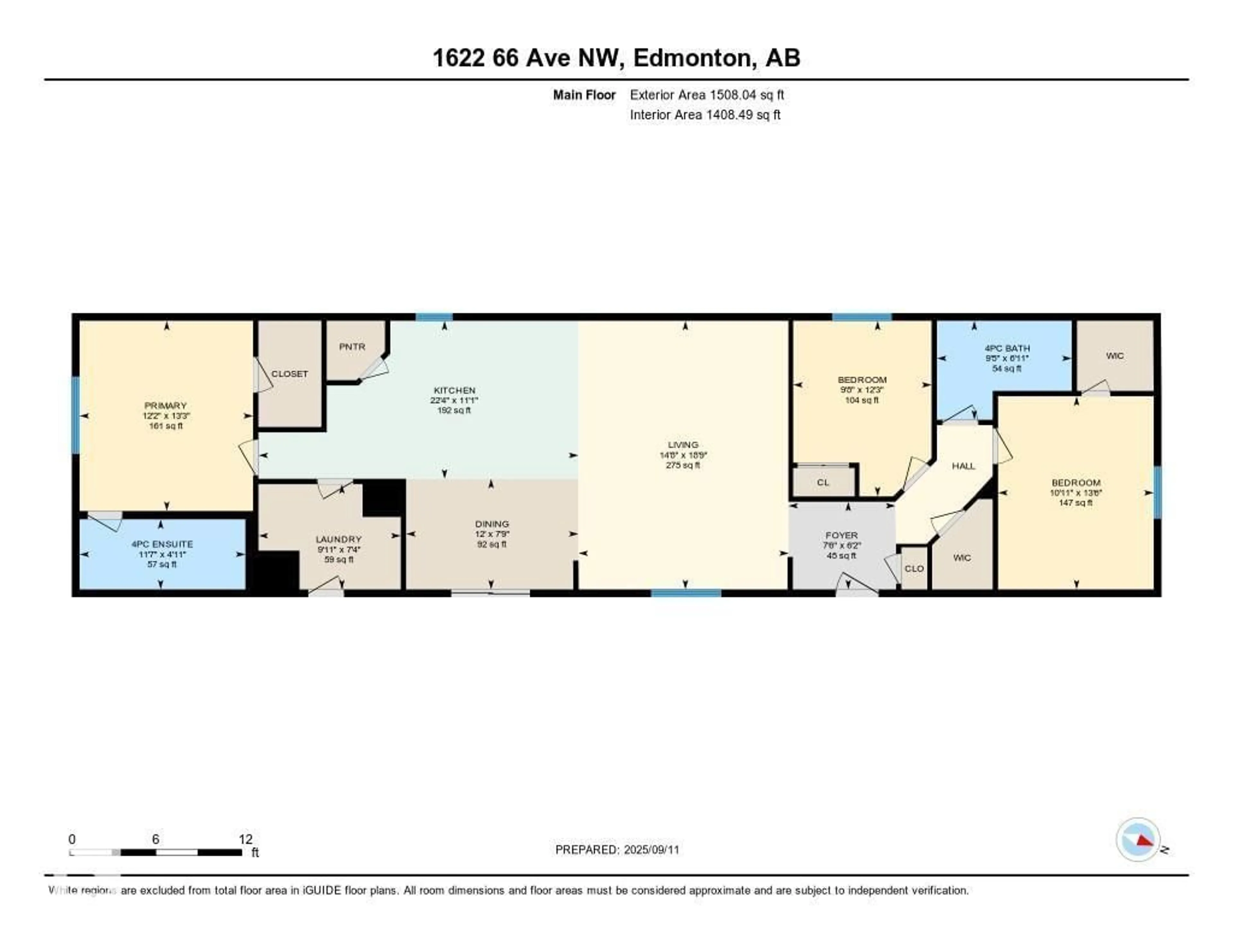 Floor plan for NW - 1622 66 AV, Edmonton Alberta T6P0A5