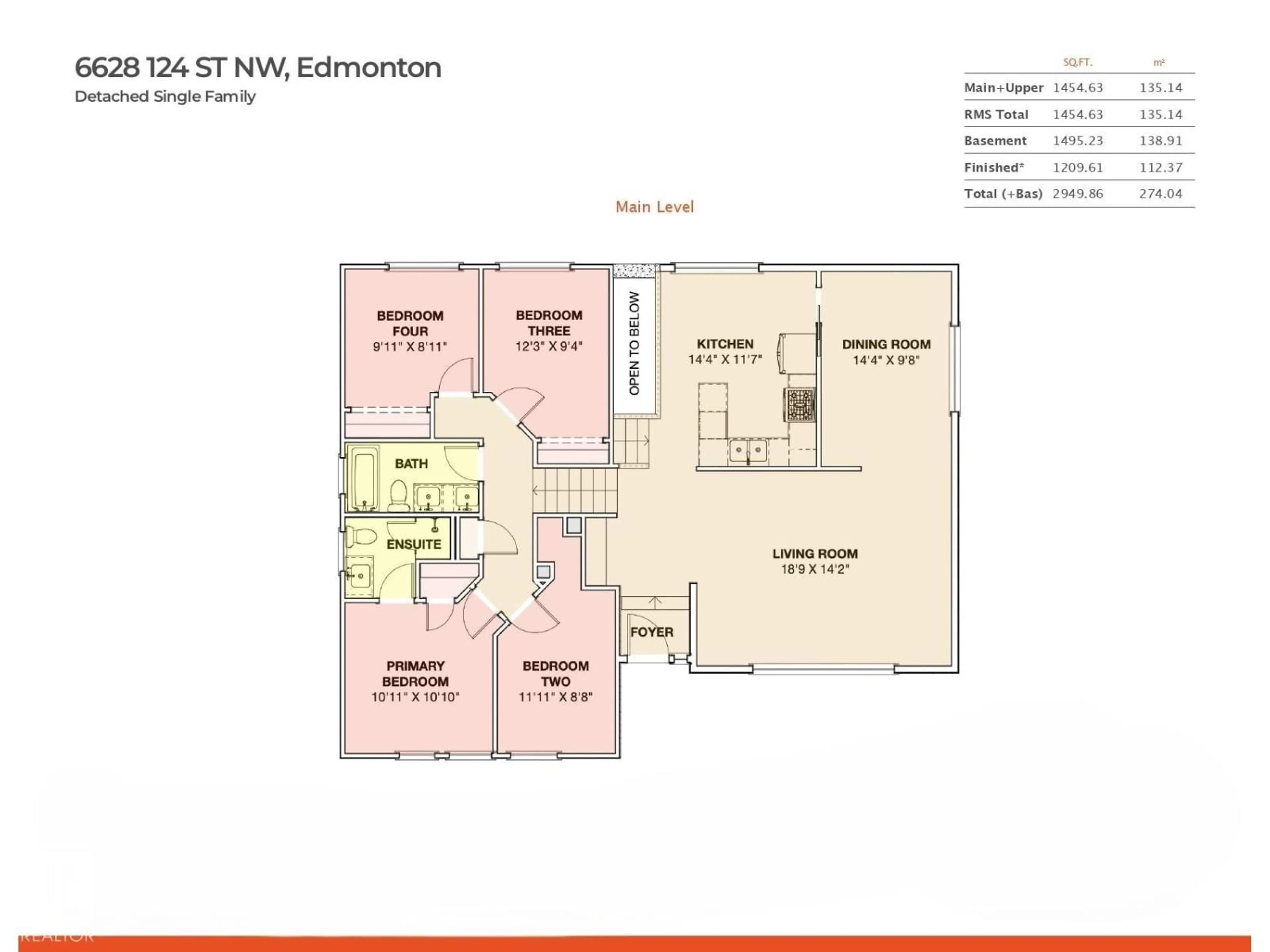 Floor plan for 6628 124 ST, Edmonton Alberta T6H3V3