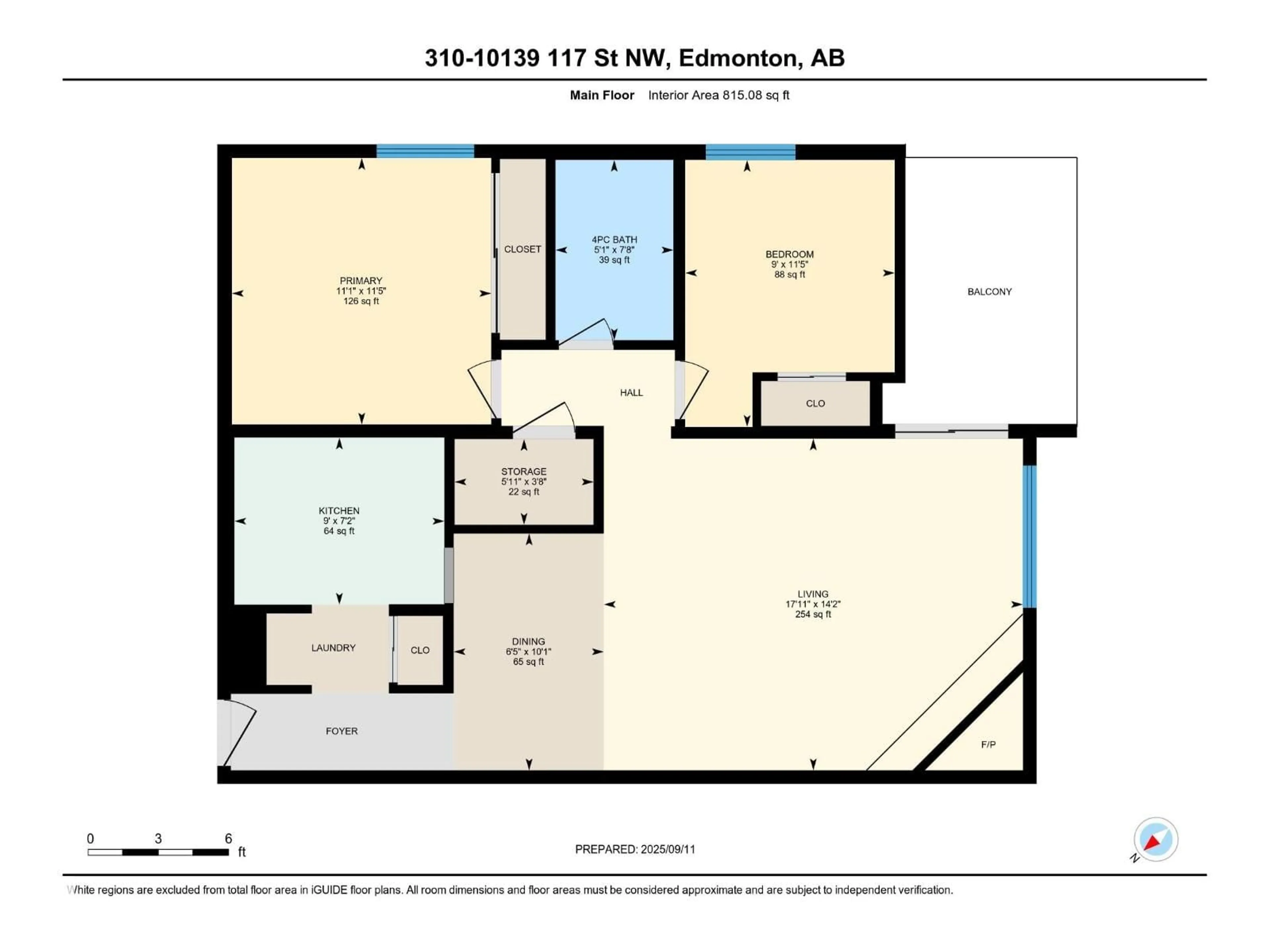 Floor plan for 310 - 10139 117 ST, Edmonton Alberta T5K2L3