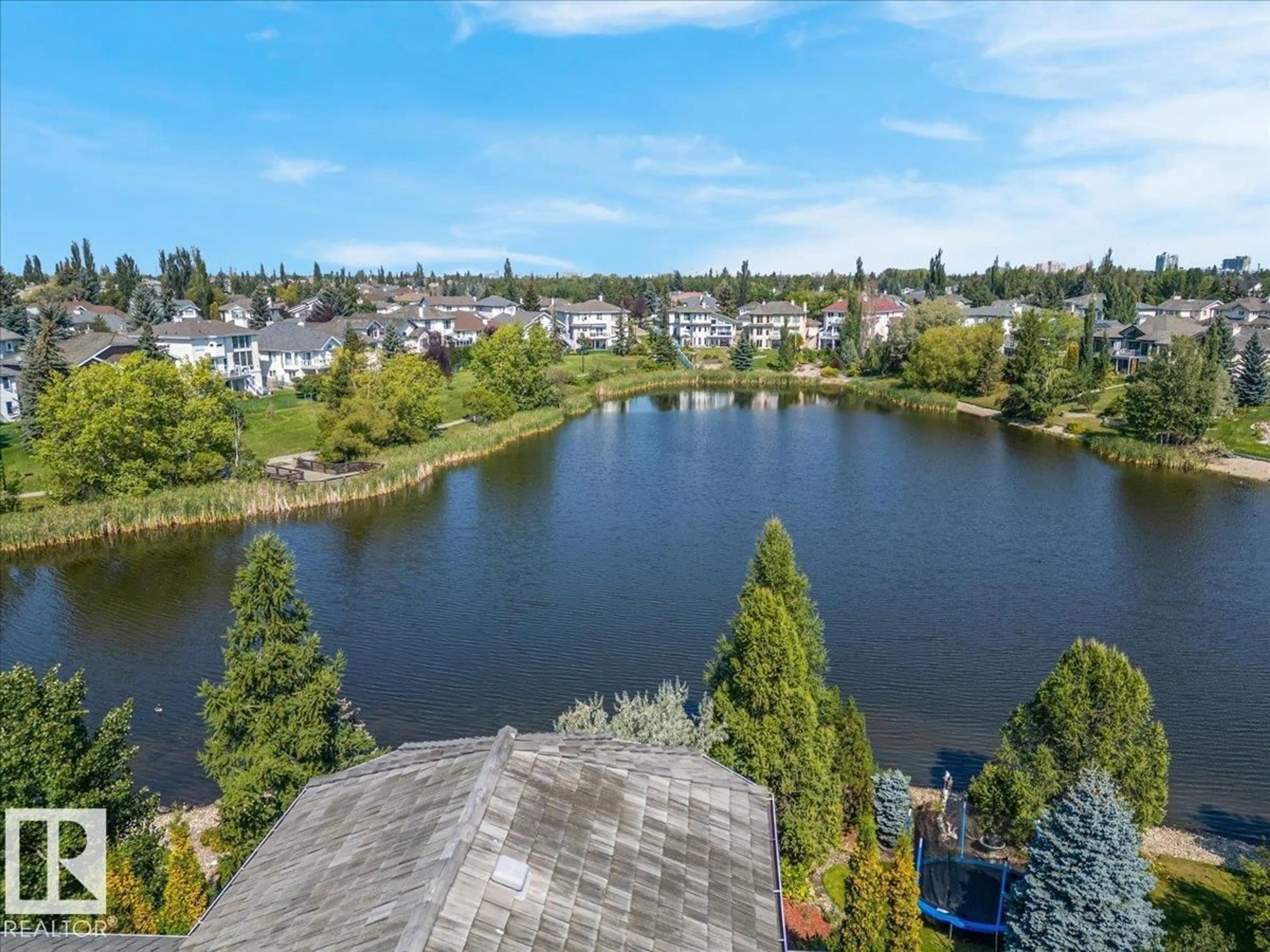 A pic from outside/outdoor area/front of a property/back of a property/a pic from drone, water/lake/river/ocean view for 138 TWIN BROOKS COVE CV, Edmonton Alberta T6J6W6