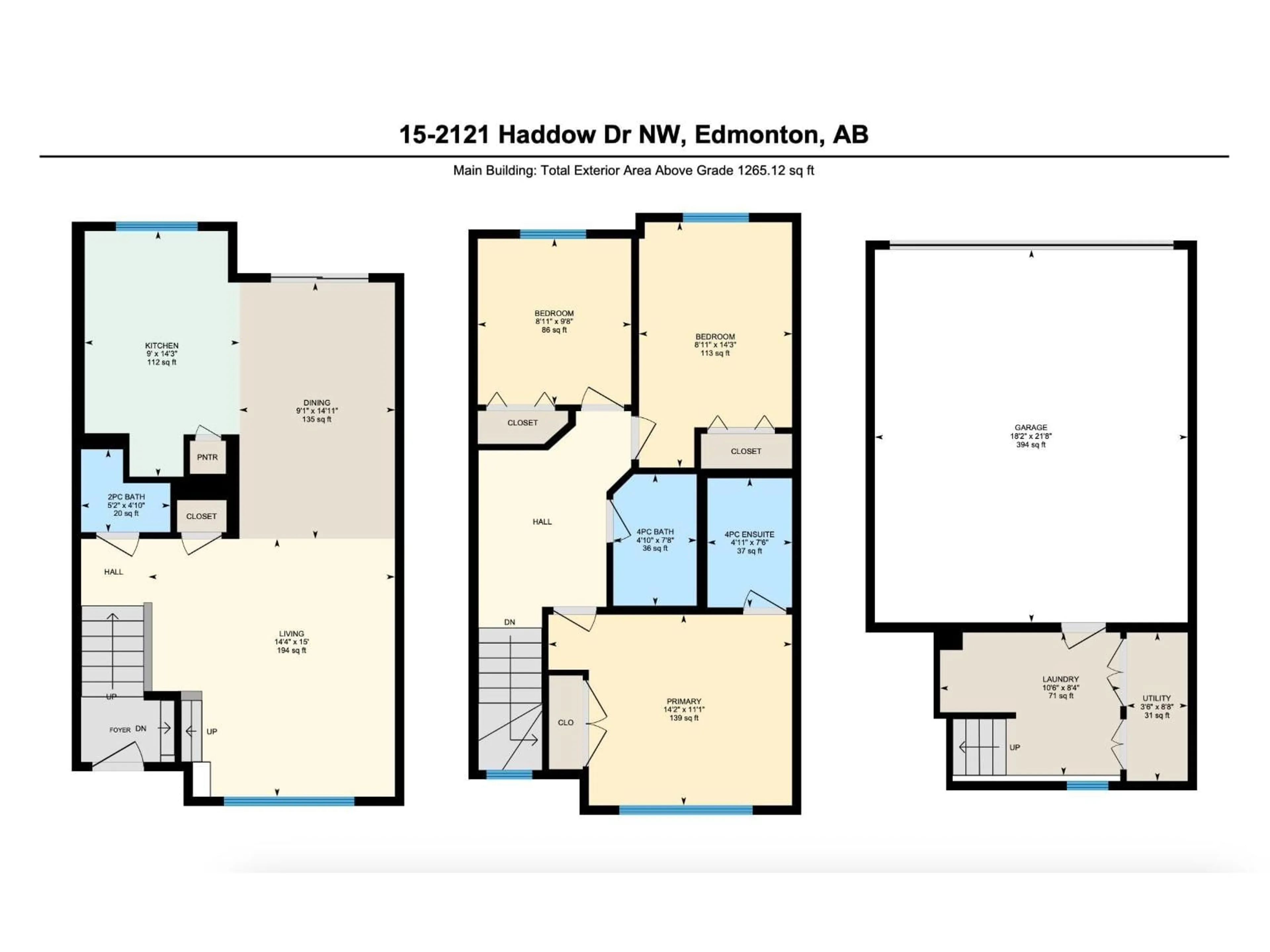 Floor plan for 15 - 2121 HADDOW DR, Edmonton Alberta T6R0W6