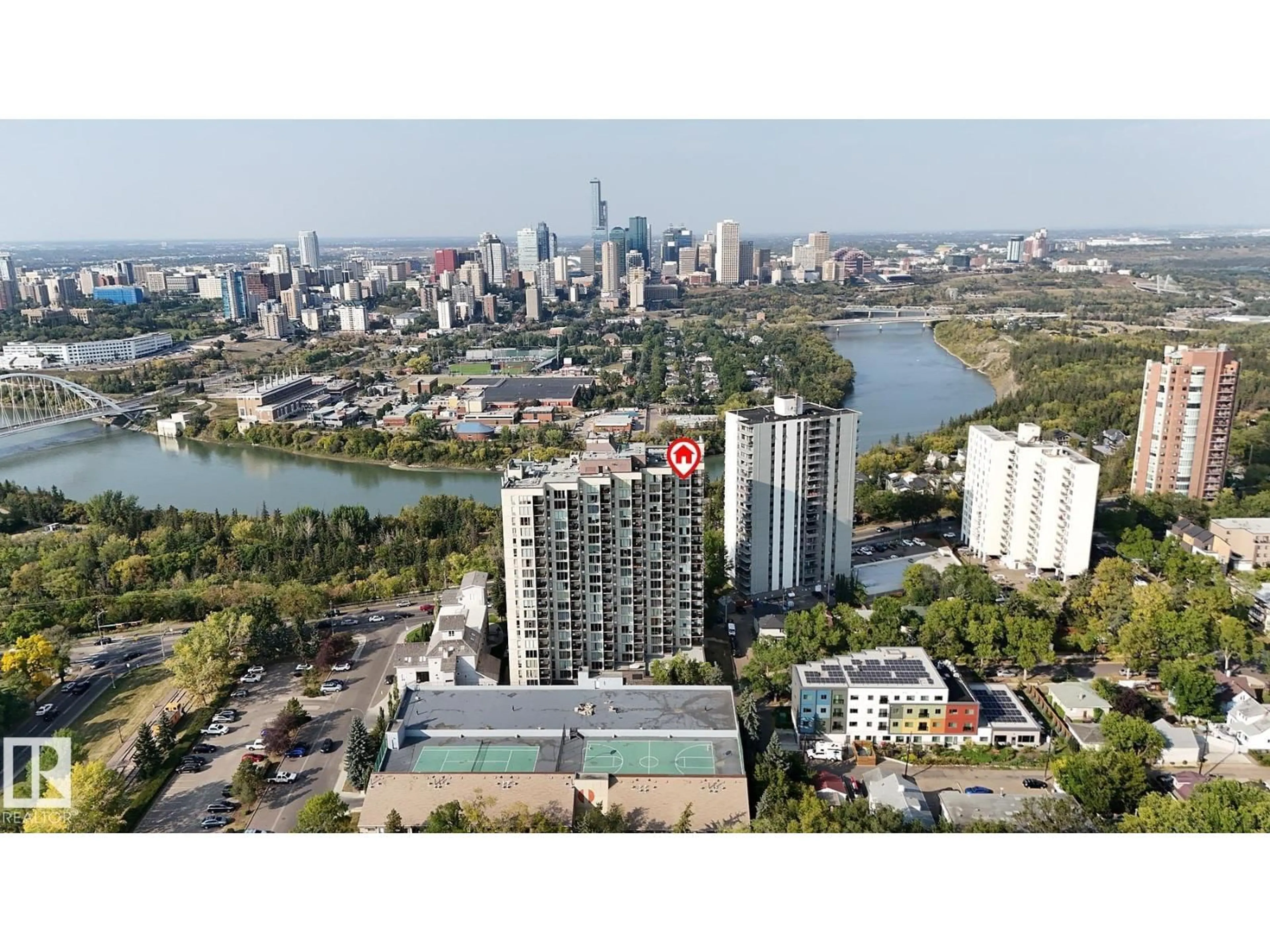 A pic from outside/outdoor area/front of a property/back of a property/a pic from drone, city buildings view from balcony for 1910 SASKATCHEWAN DR, Edmonton Alberta T6E6B6