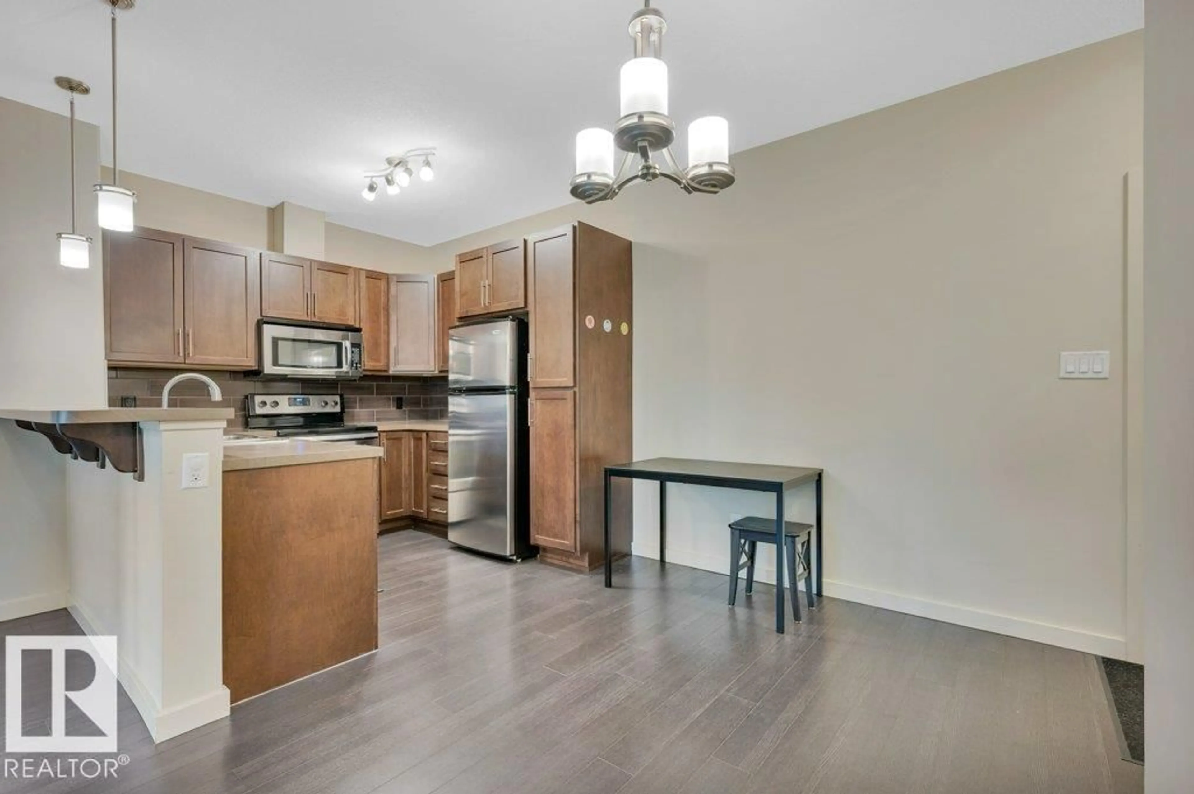 Standard kitchen, wood/laminate floor for 308 - 140 AMBLESIDE LINK LI, Edmonton Alberta T6W0V3