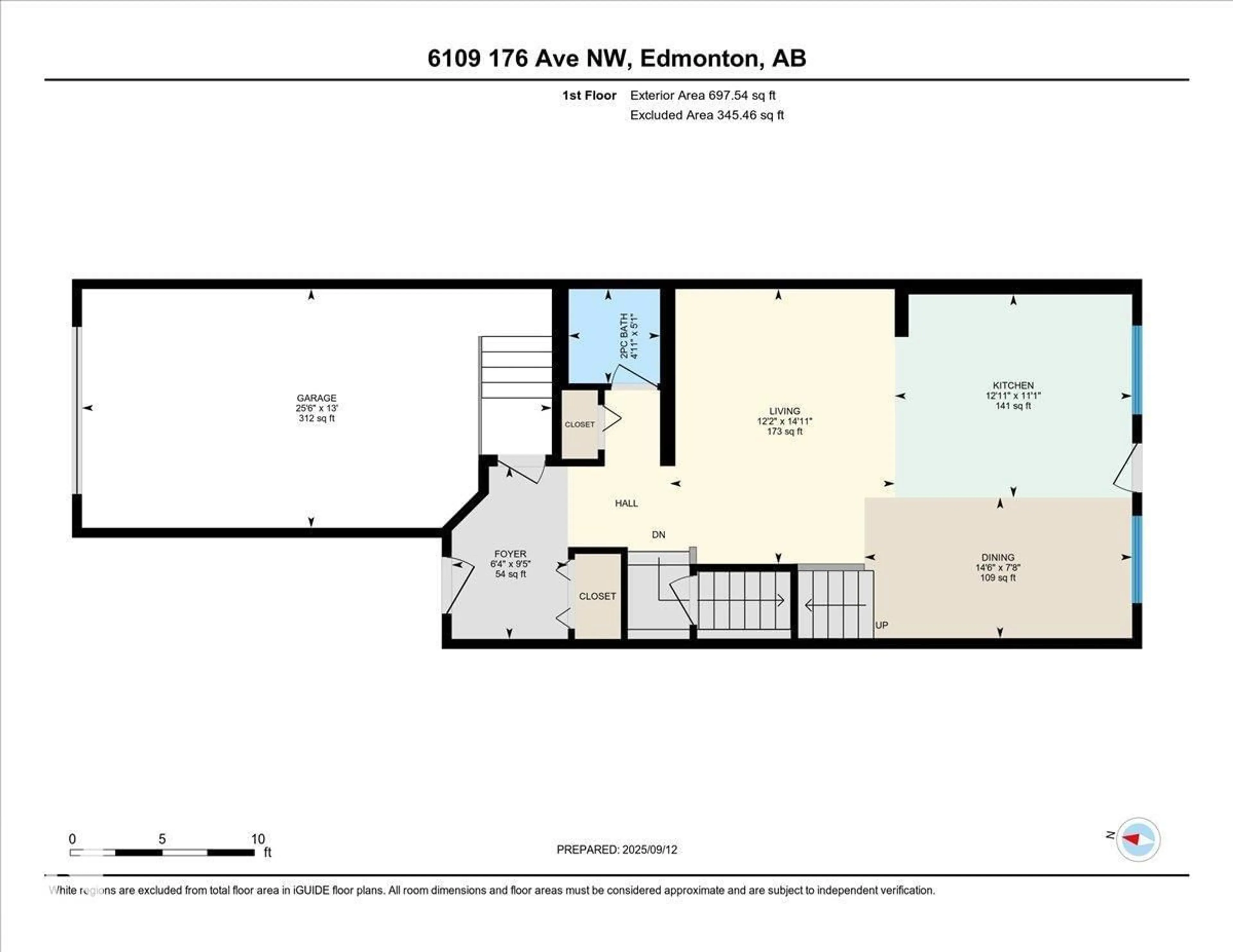 Floor plan for NW - 6109 176 AV, Edmonton Alberta T5Y3N8
