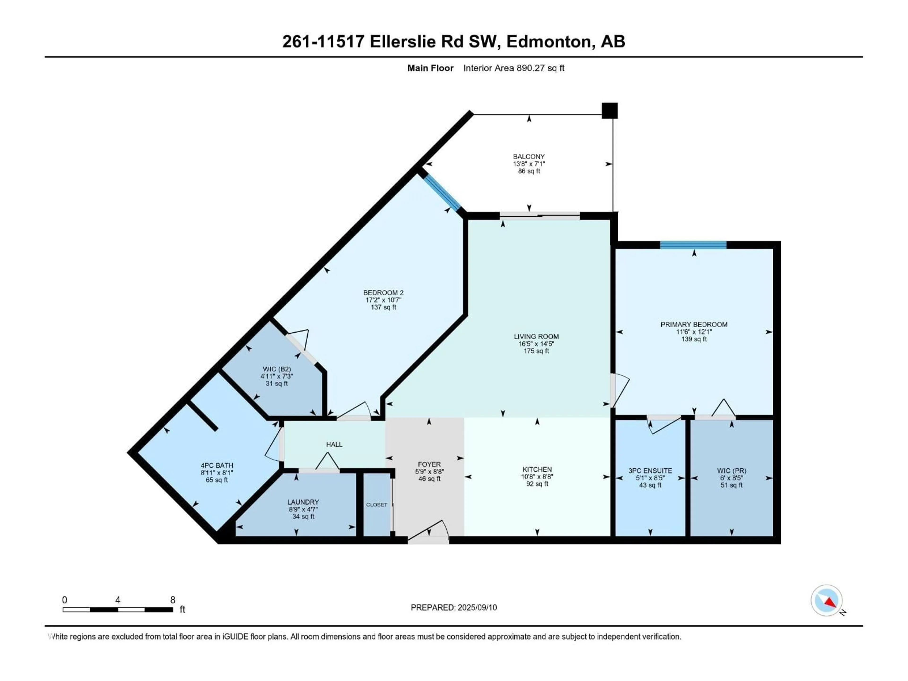 Floor plan for #261 - 11517 ELLERSLIE RD, Edmonton Alberta T6W2A9