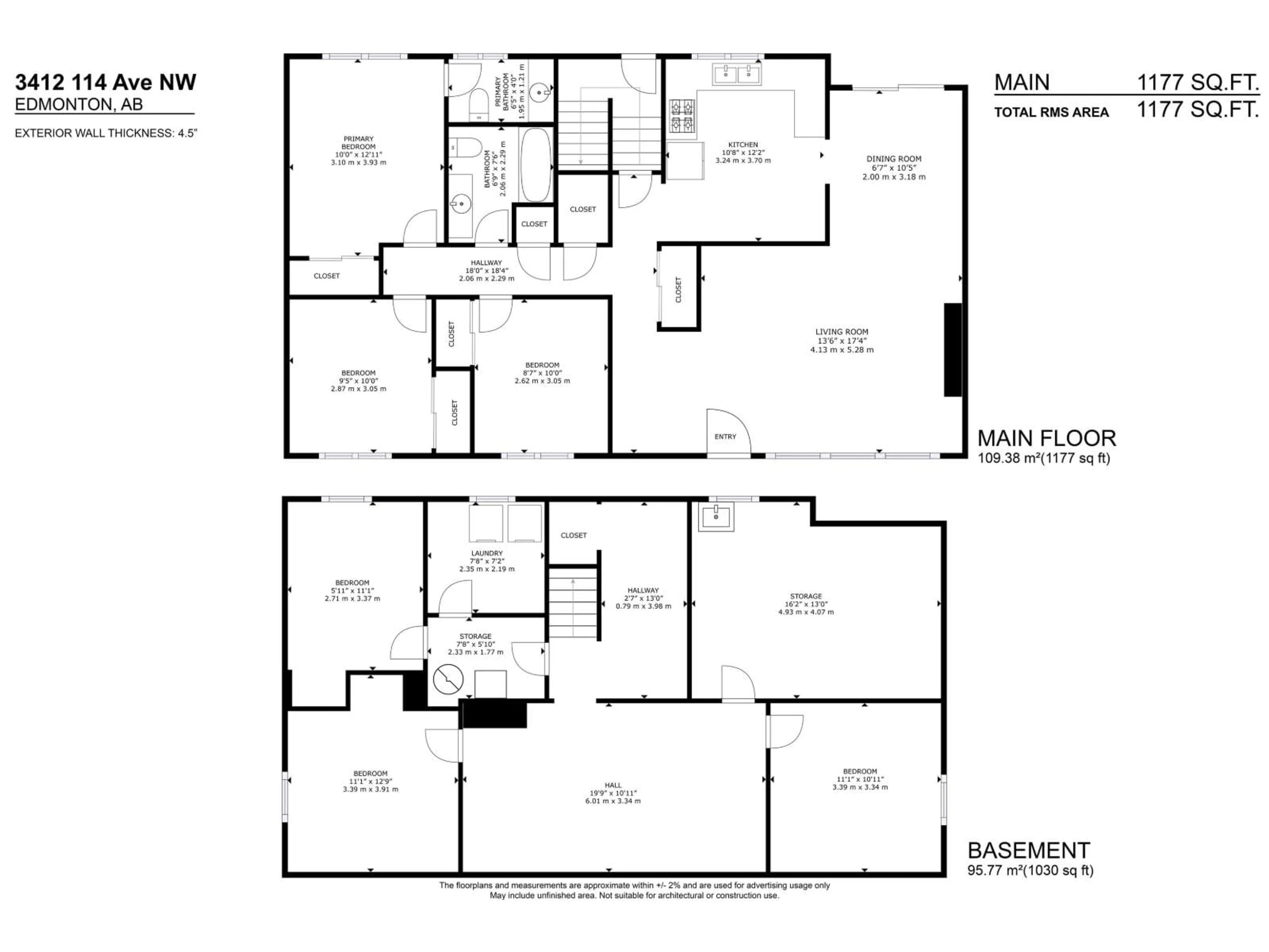 Floor plan for 3412 114 AV, Edmonton Alberta T5W0S3