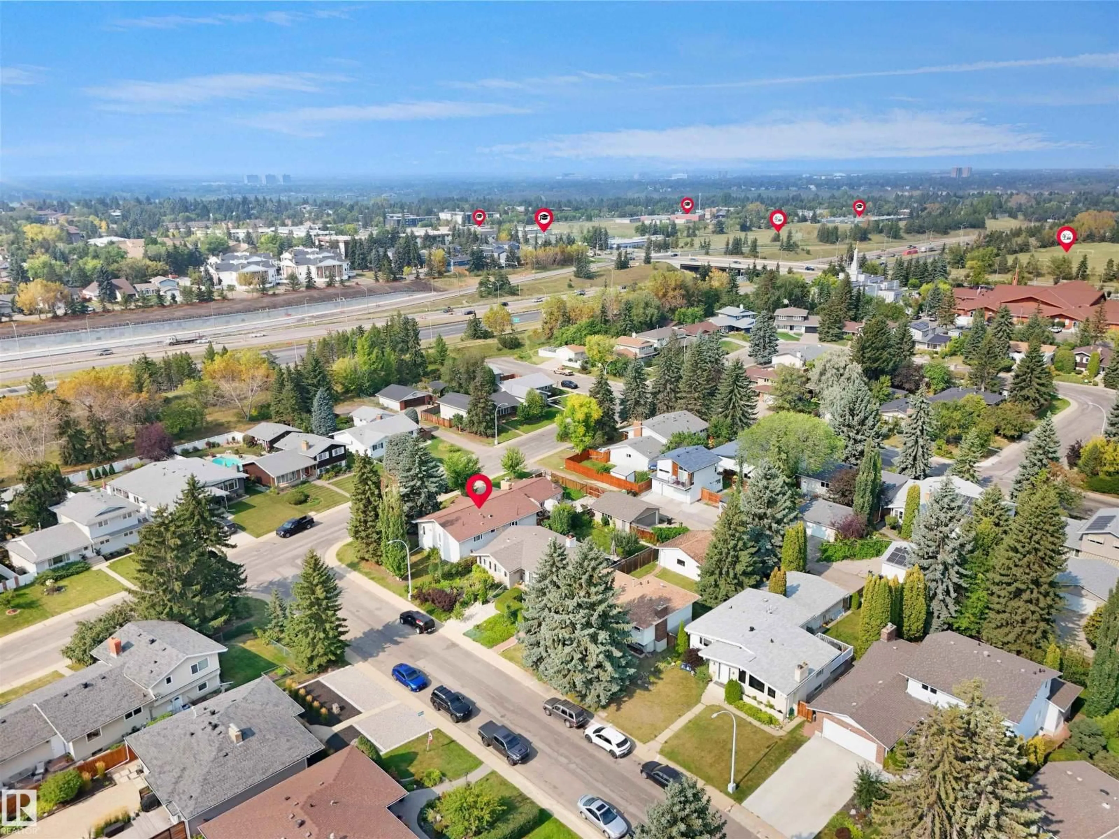 A pic from outside/outdoor area/front of a property/back of a property/a pic from drone, street for 14324 49 AV NW, Edmonton Alberta T6H0H8