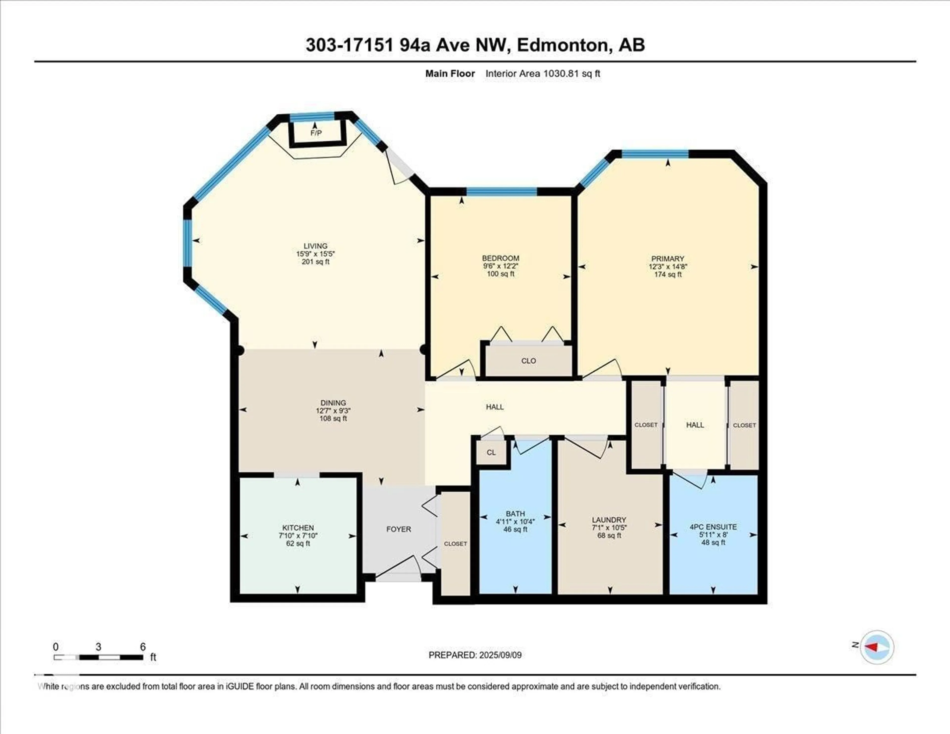 Floor plan for #303 - 17151 94A AV NW, Edmonton Alberta T5Z5Z9