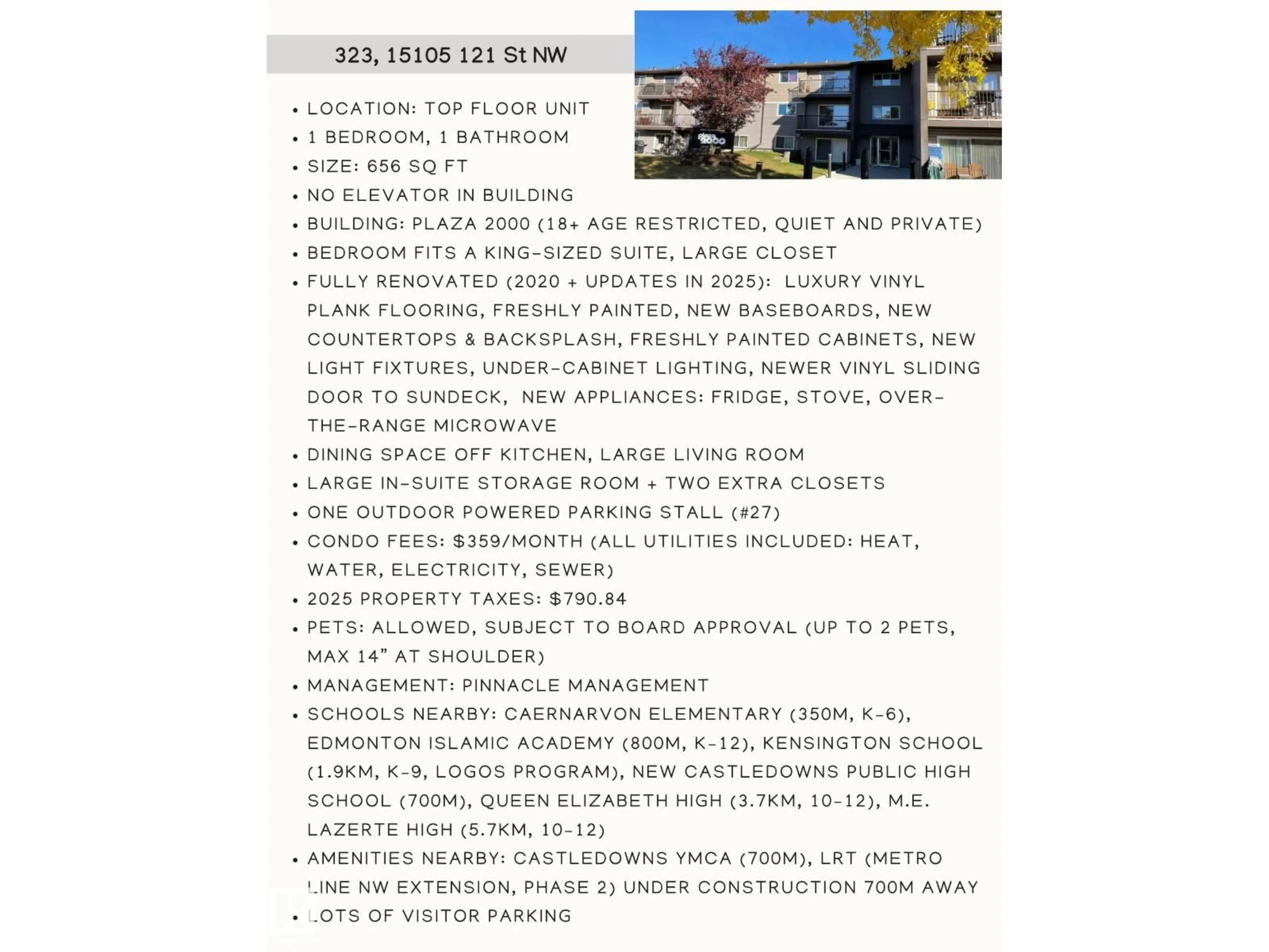 Unknown for 323 - 15105 121 ST NW, Edmonton Alberta T5X2G3