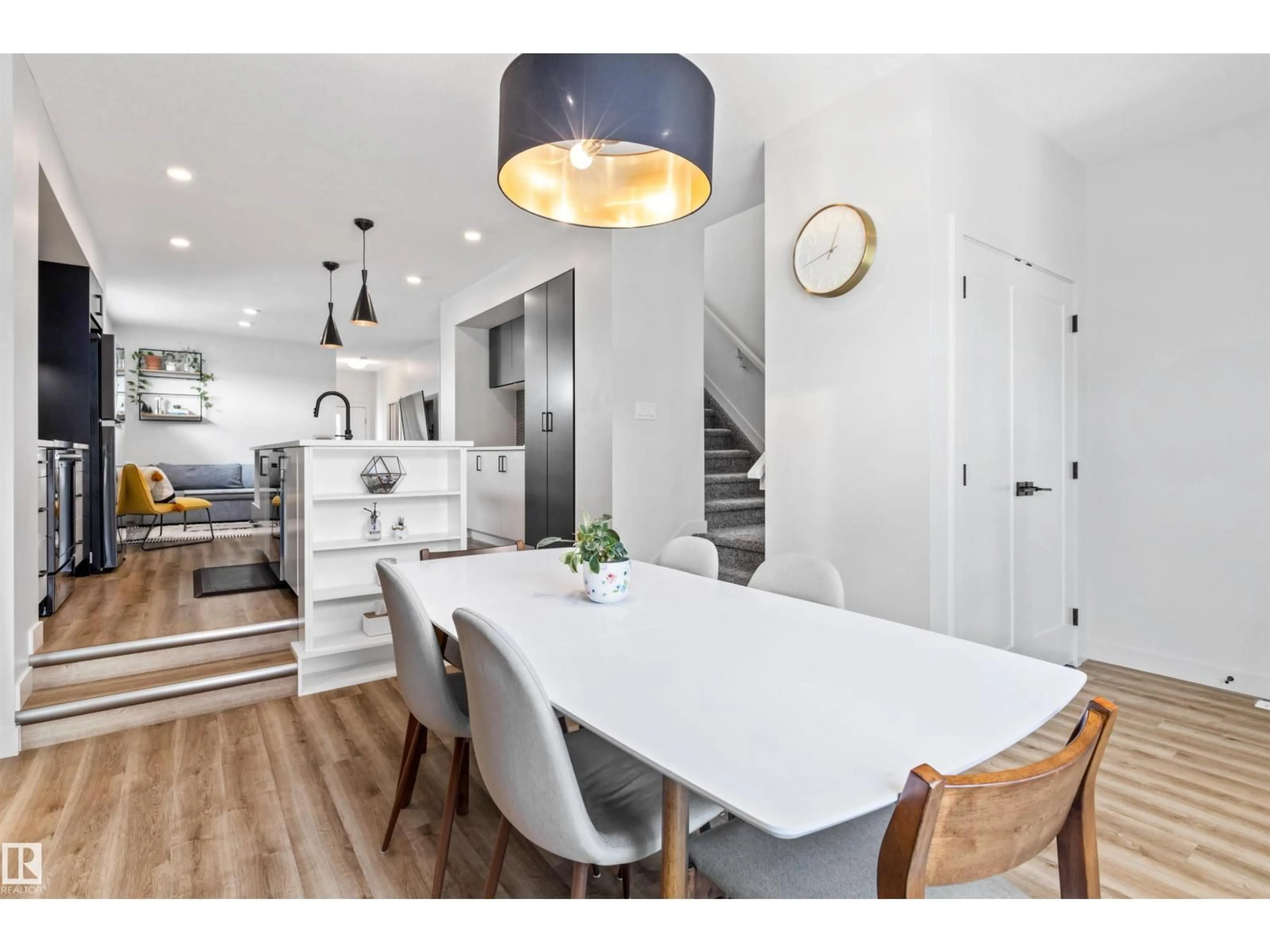 Open concept kitchen, wood/laminate floor for NW - 12037 124 ST, Edmonton Alberta T5L0M8