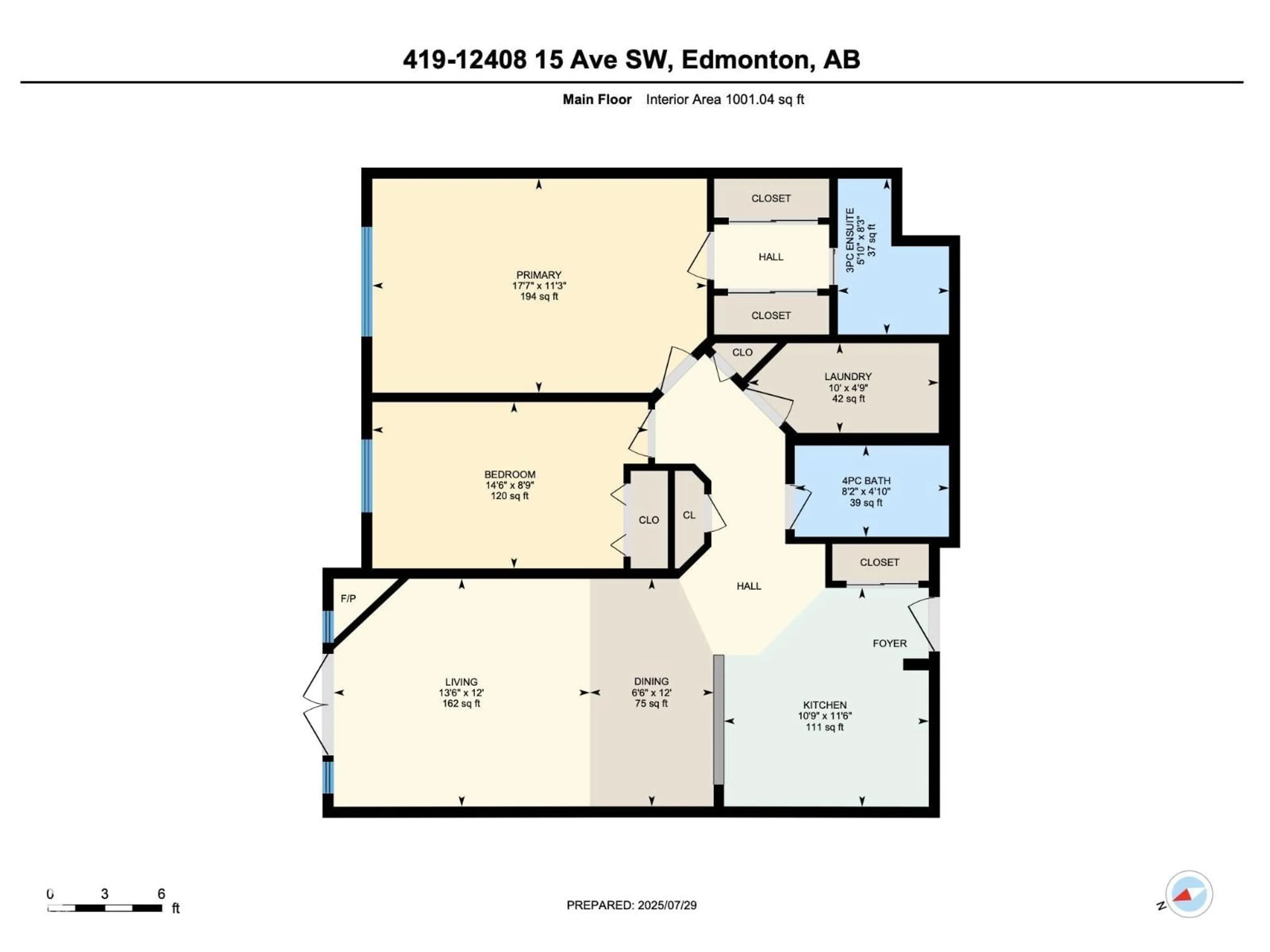 Floor plan for #419 - 12408 15 AV SW, Edmonton Alberta T6W1X2