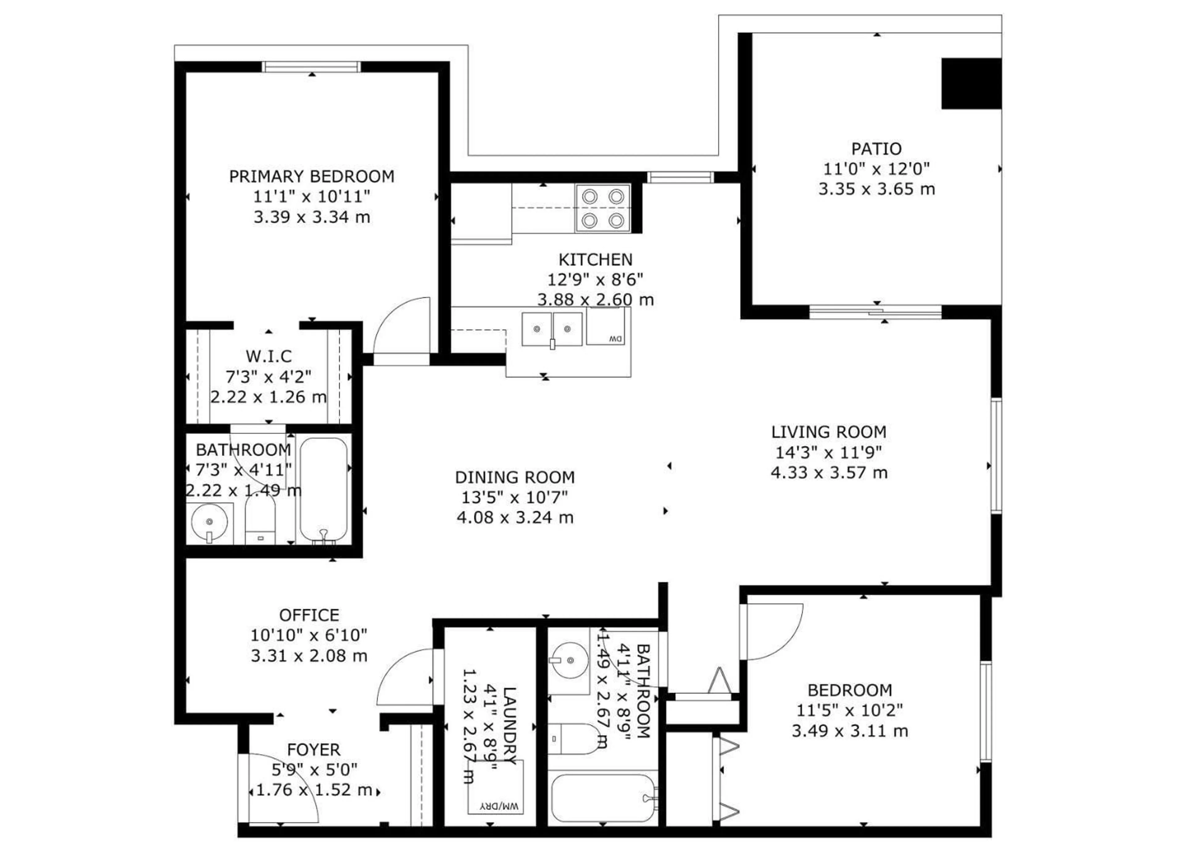 Floor plan for #101 - 11803 22 AV, Edmonton Alberta T6W2R9