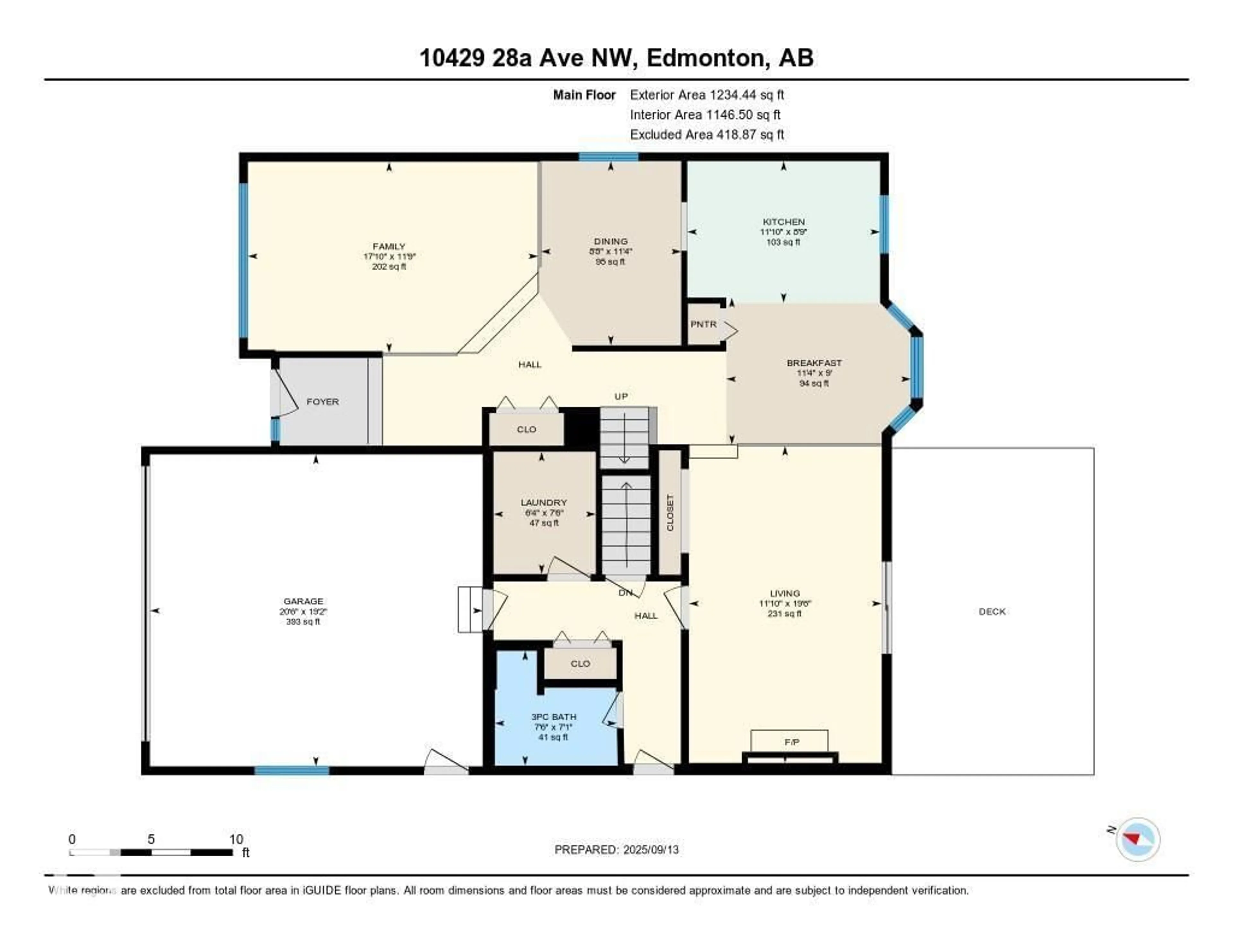 Floor plan for 10429 28A AV, Edmonton Alberta T6J4E5