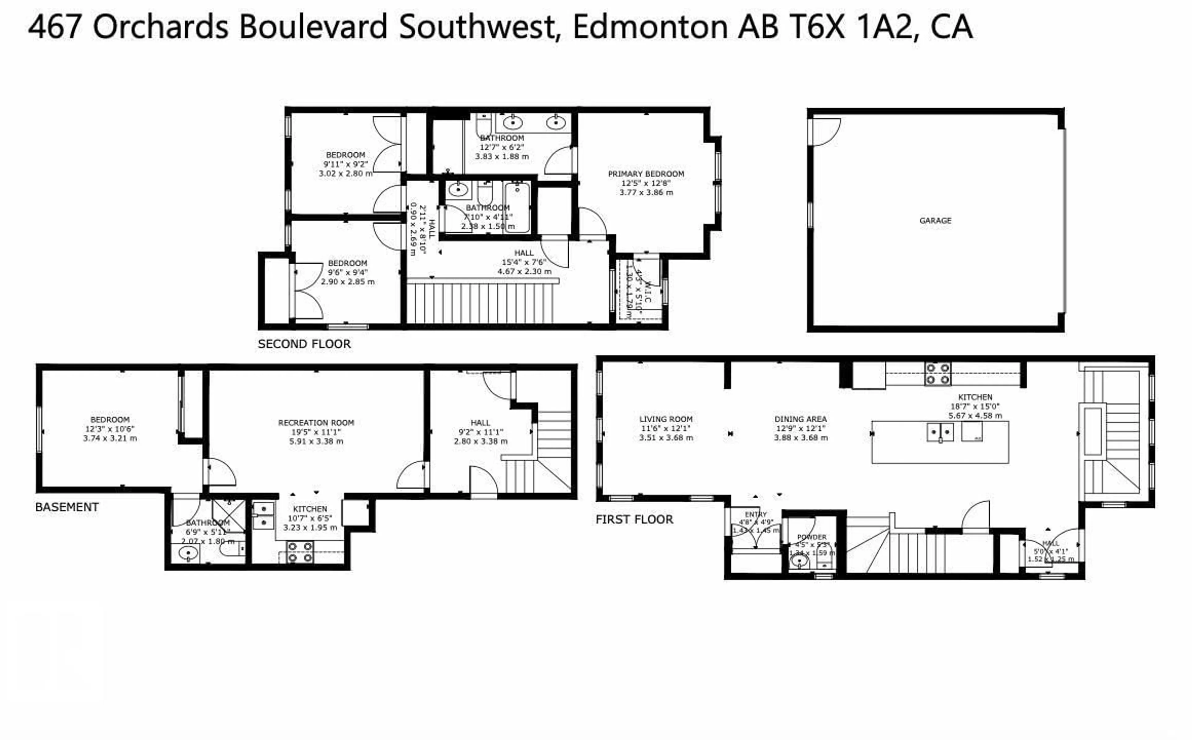 Floor plan for 467 ORCHARDS BV, Edmonton Alberta T6X2C8