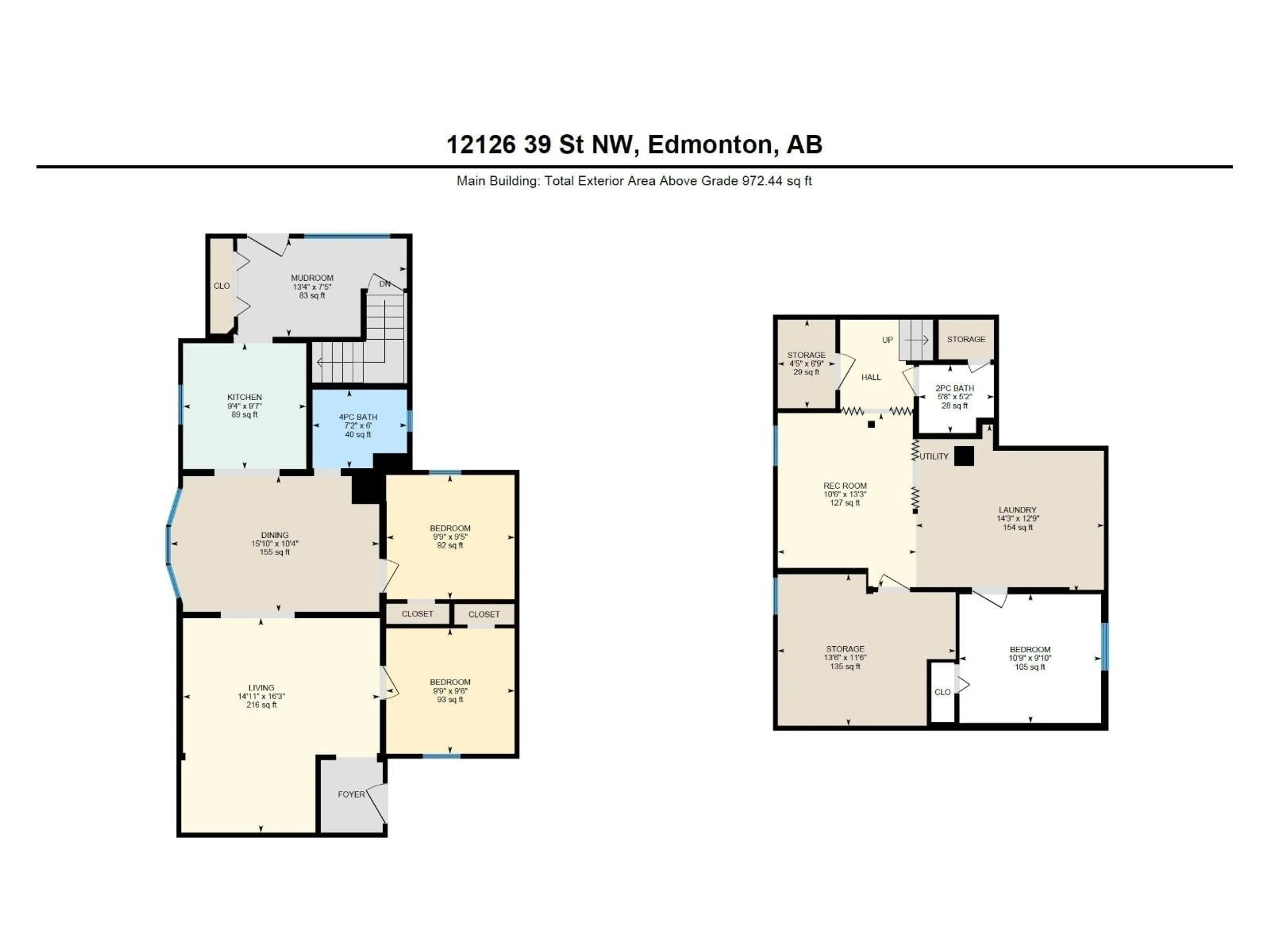 Floor plan for NW - 12126 39 ST, Edmonton Alberta T5W2K1