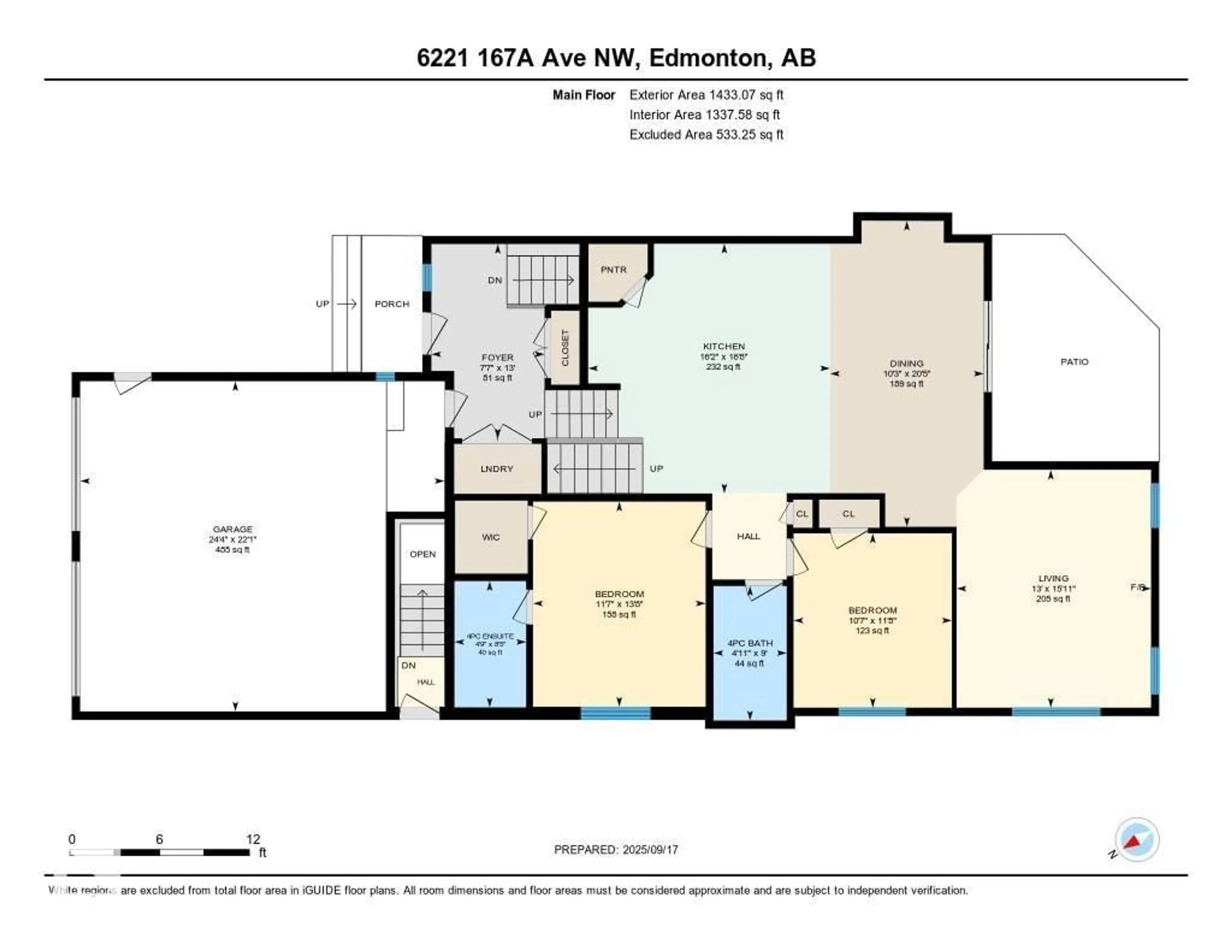 Floor plan for 6221 167A AV, Edmonton Alberta T5Y3M8