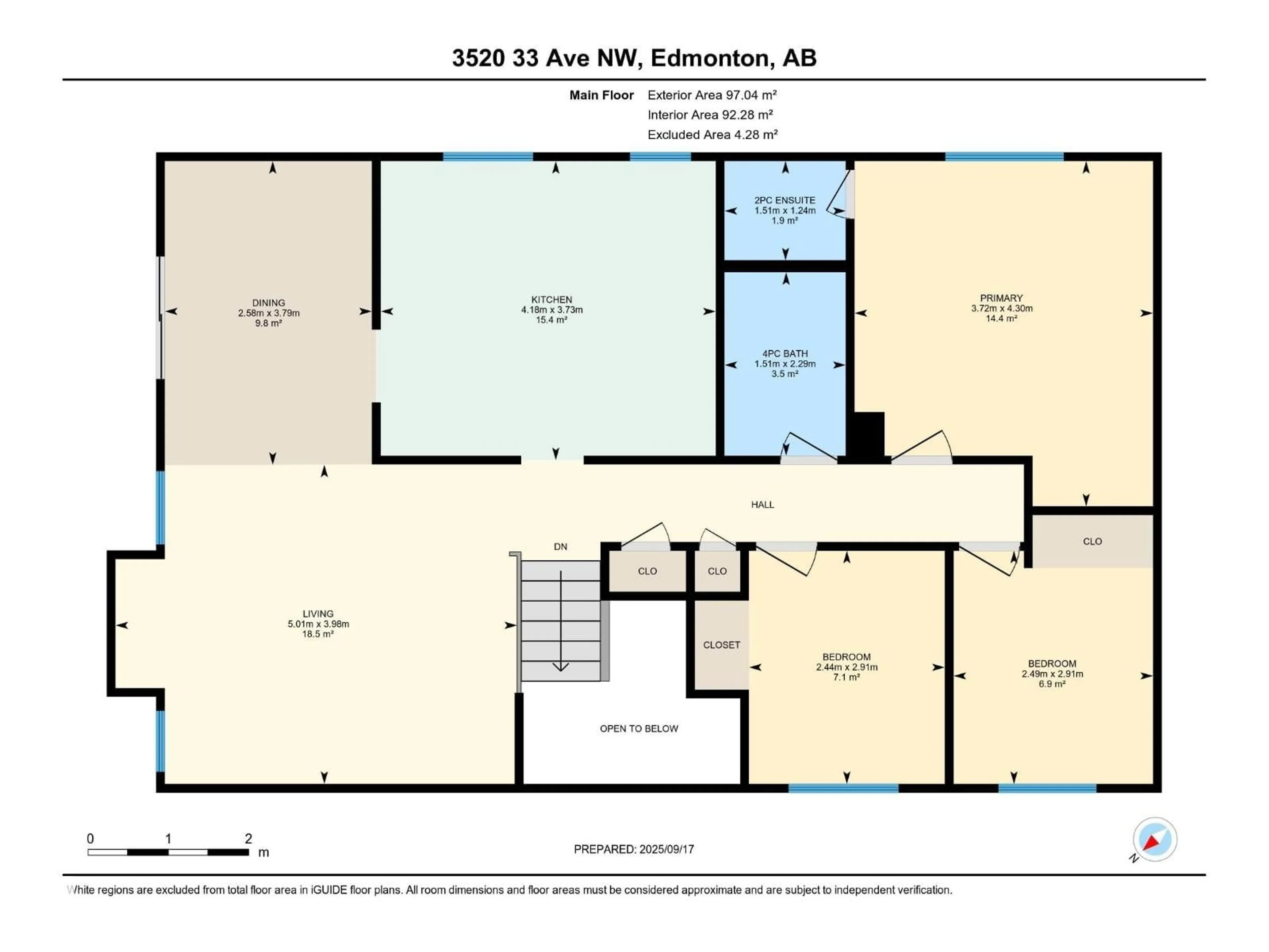 Floor plan for 3520 33 AV, Edmonton Alberta T6L5G6