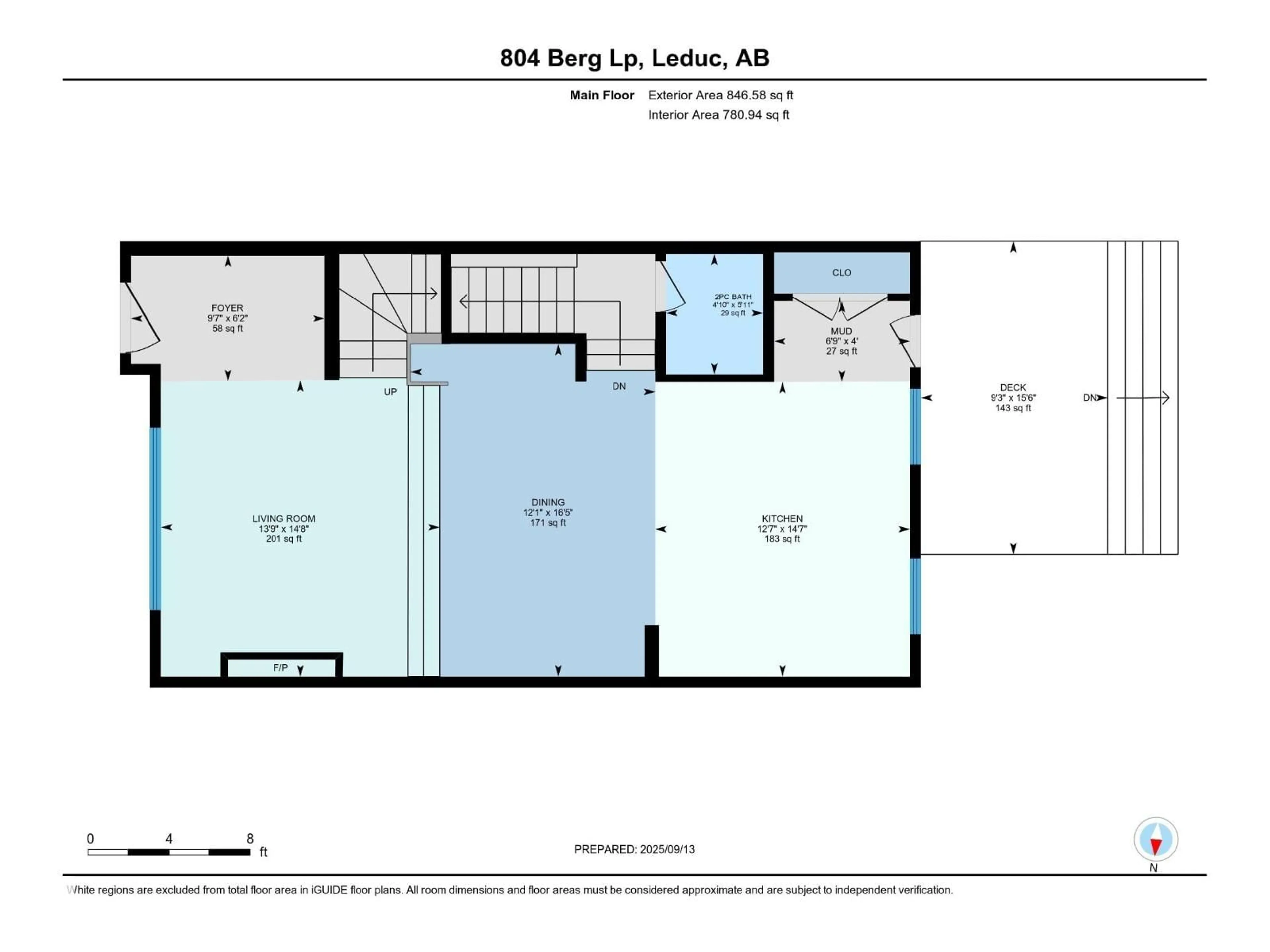 Floor plan for 804 BERG LO, Leduc Alberta T9E1G9