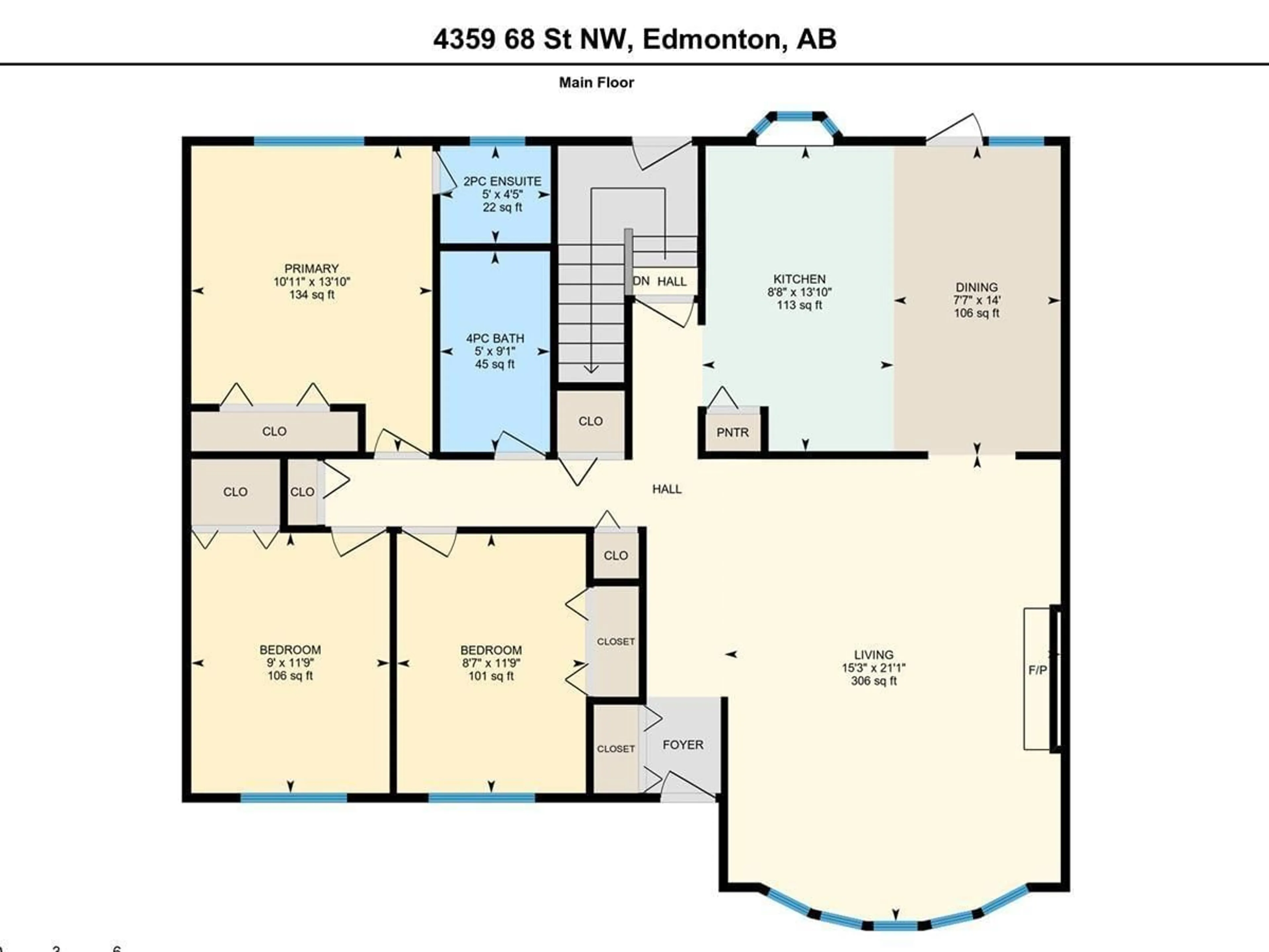Floor plan for 4359 68 ST, Edmonton Alberta T5K0T7
