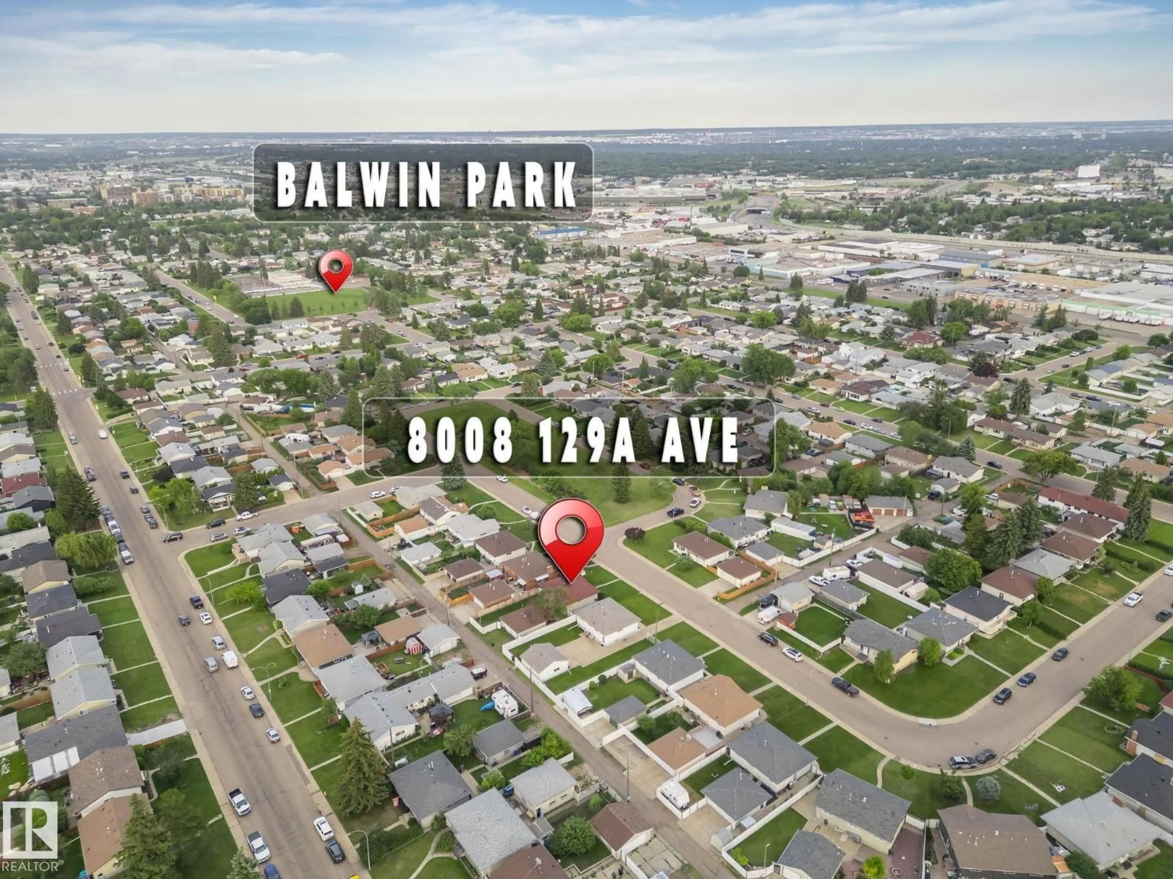 A pic from outside/outdoor area/front of a property/back of a property/a pic from drone, unknown for 8008 129A AV, Edmonton Alberta T5C1X2