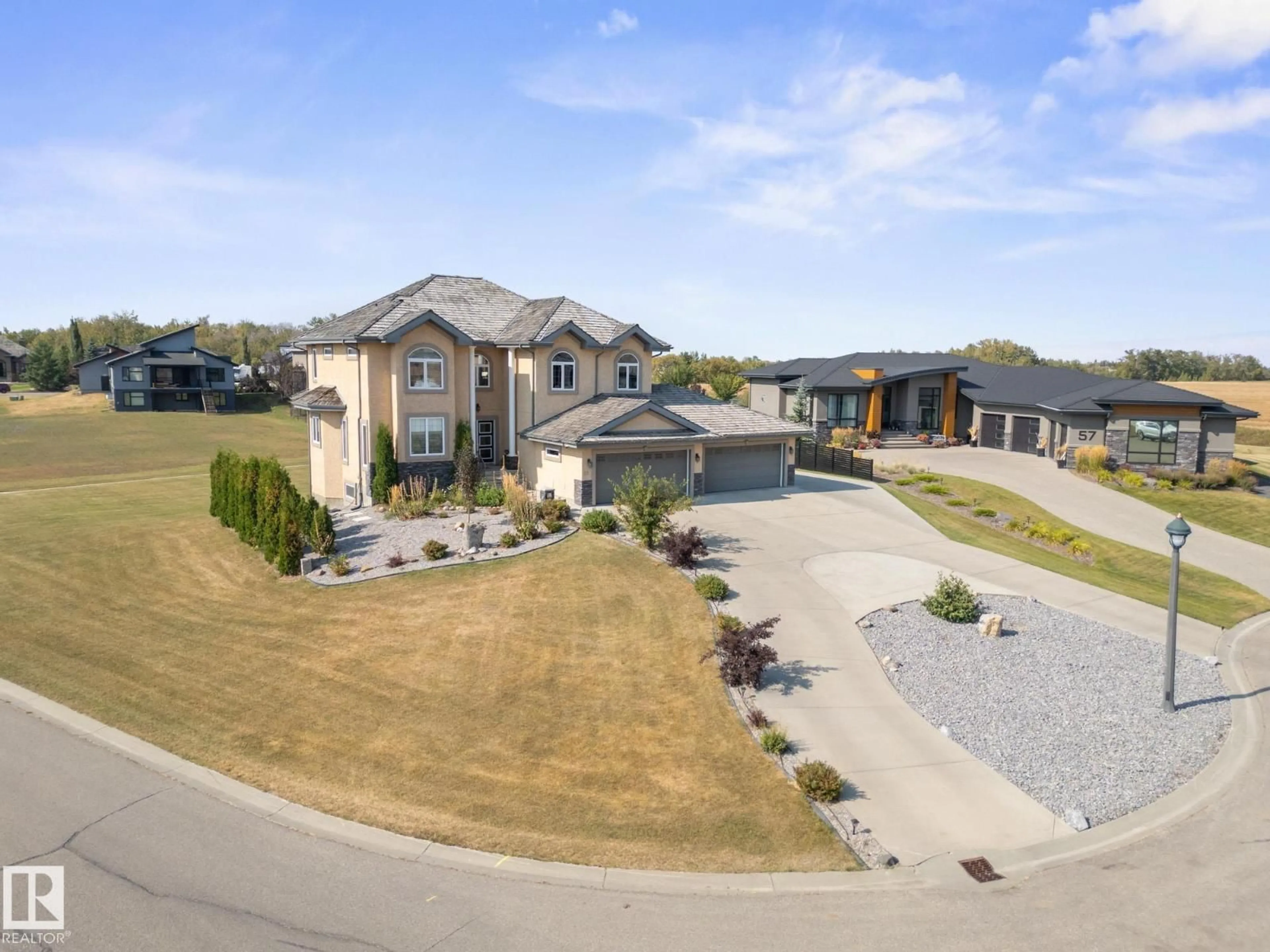 A pic from outside/outdoor area/front of a property/back of a property/a pic from drone, street for 25214 - 59 COAL MINE RD, Rural Sturgeon County Alberta T8T0A8