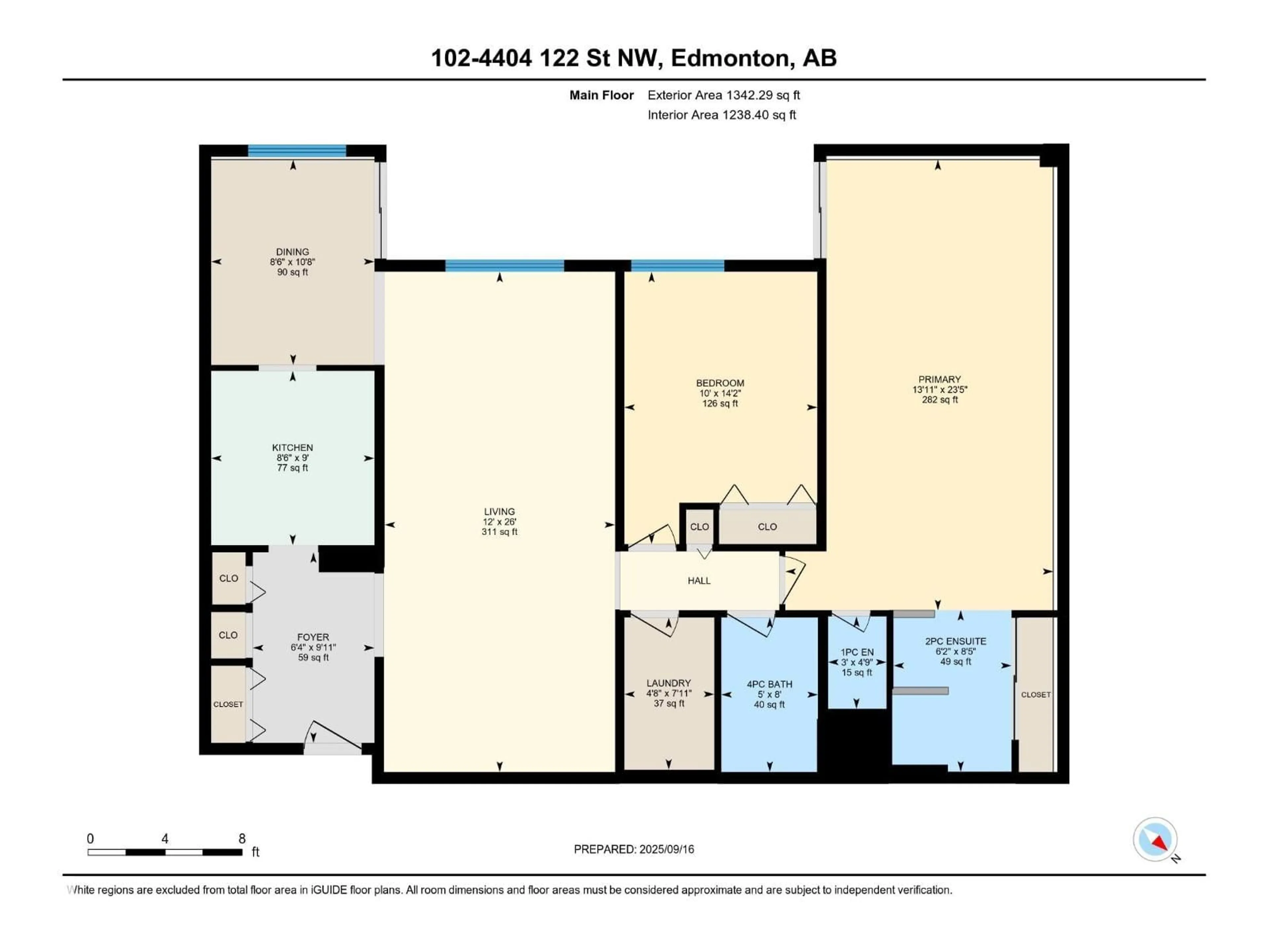 Floor plan for #102 - 4404 122 ST, Edmonton Alberta T6J4A9