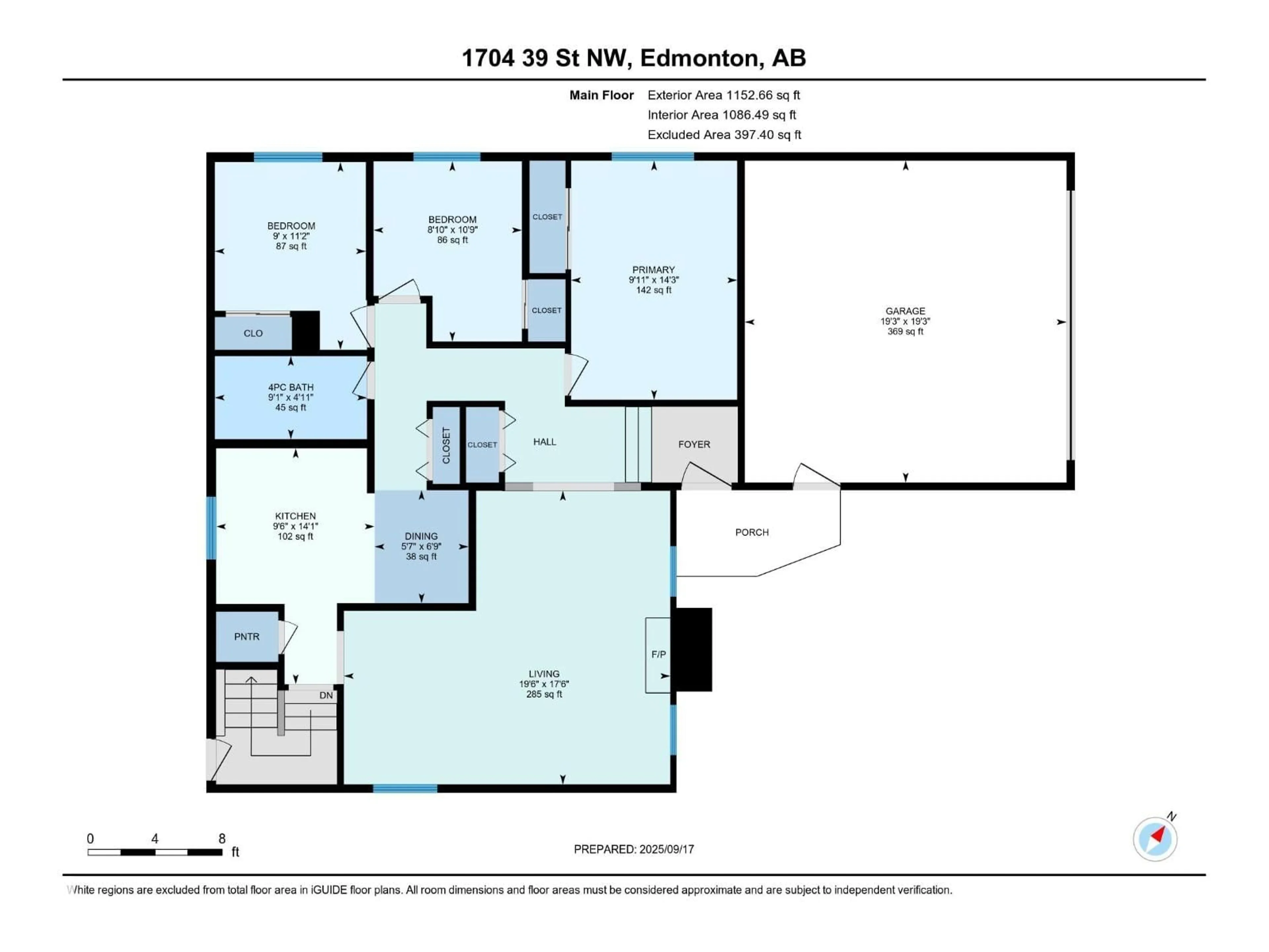 Floor plan for NW - 1704 39 ST, Edmonton Alberta T6L2R5